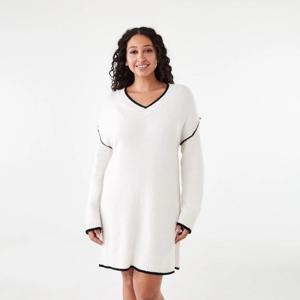 Long Sleeve V-Neck Sweater Mini Dress