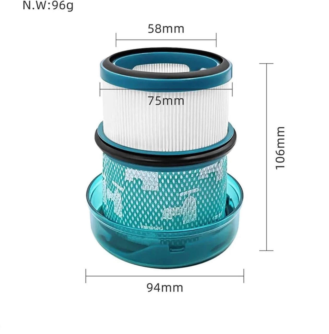 4 Hygieia 2X HEPA Filter For Dyson V16 Piston Animal SV53/DS60 Cordless Vacuum Cleaners - Blue, 4 of 4