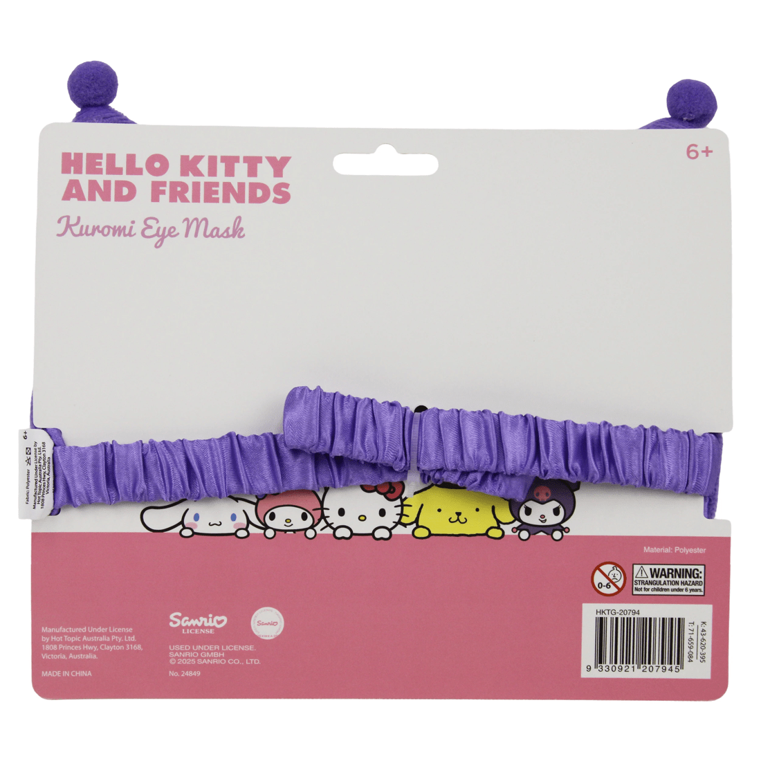 2 Sanrio Hello Kitty and Friends Kuromi Fluffy Eye Mask - Purple, 2 of 2