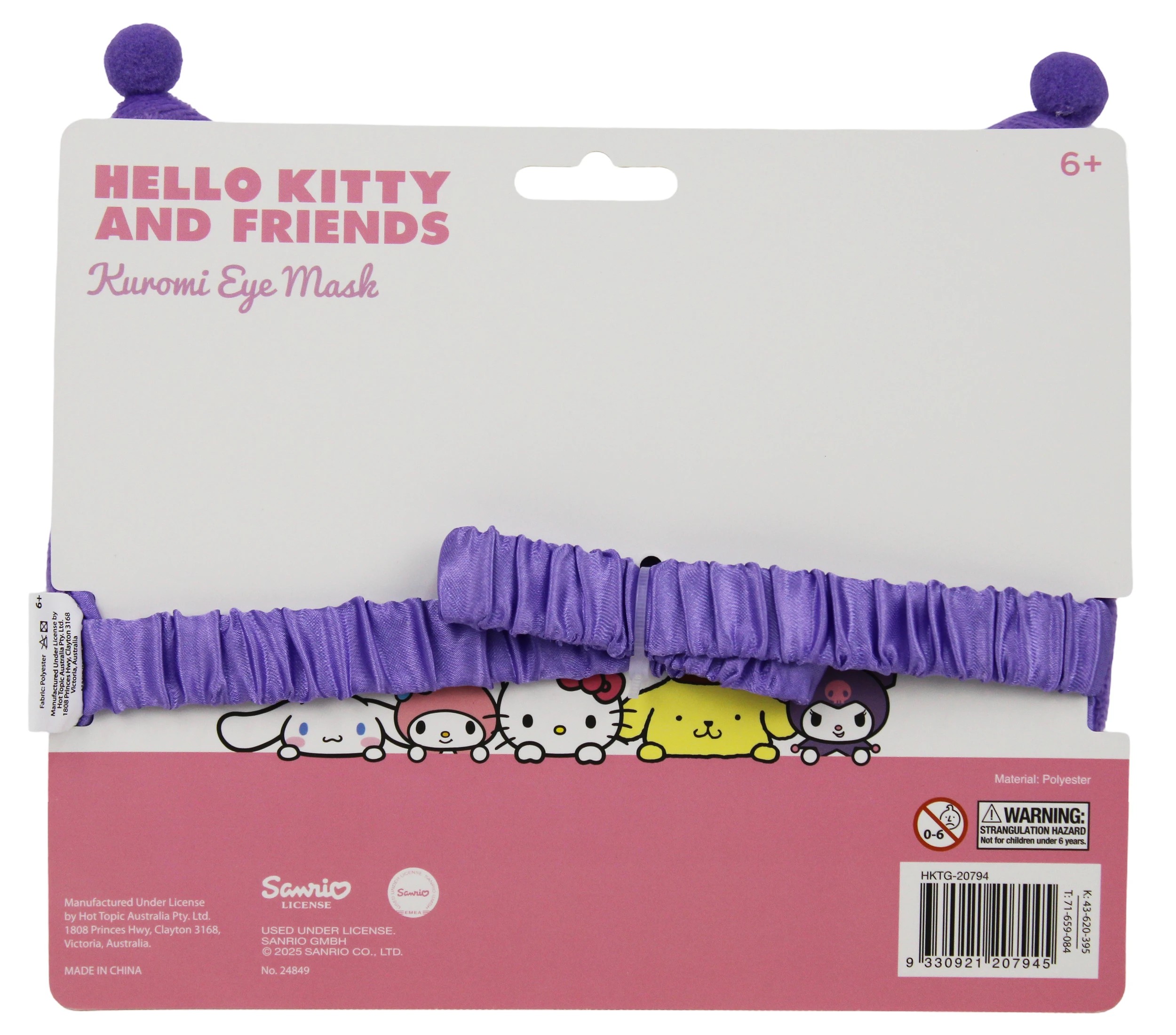 2 Sanrio Hello Kitty and Friends Kuromi Fluffy Eye Mask - Purple, 2 of 2