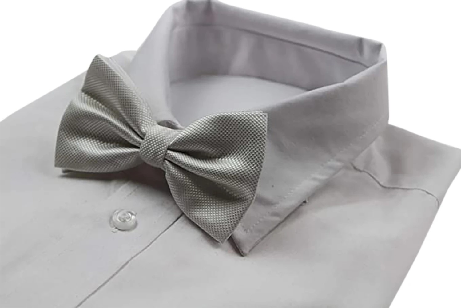 5 Zasel Mens White Plain Coloured Checkered Bow Tie - White, 5 of 5