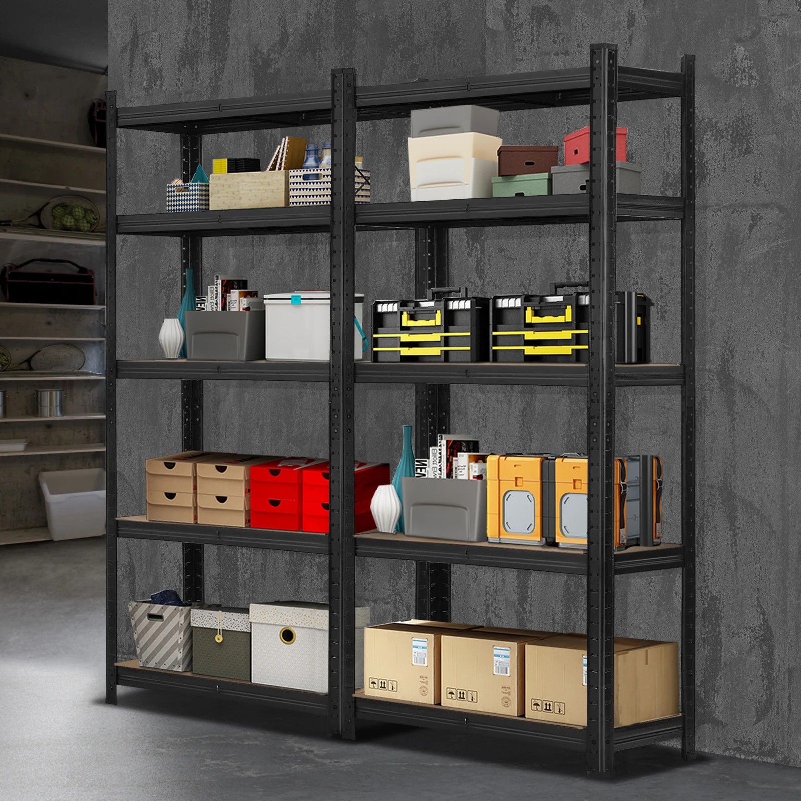 3 Sharptoo 2x1.8m Garage Shelving Shelves Warehouse Storage Rack Pallet Racking - Black, 3 of 6