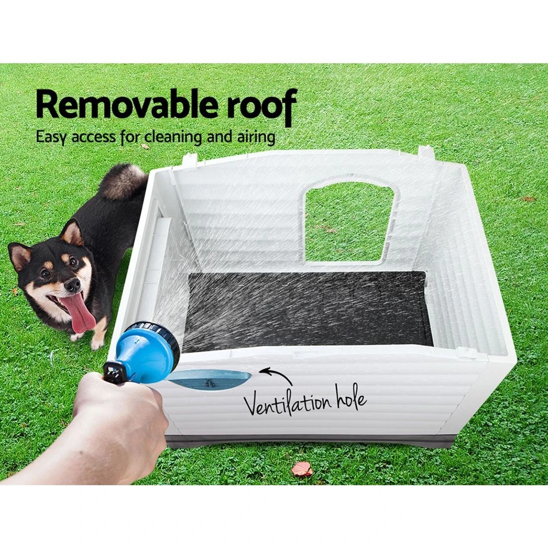 6 i.Pet Dog Kennel House Extra Large Outdoor Plastic Puppy Pet Cabin Shelter XL - Multi, 6 of 7