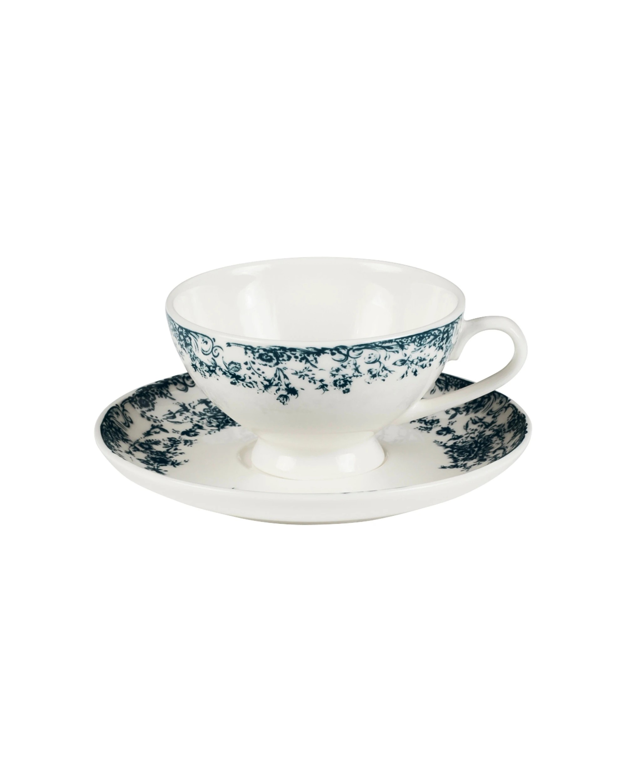 1 Casa Domani Porcelain Kitchen Dining Serveware Rosetta Cup And Saucer 200ml - Blue, 1 of 6
