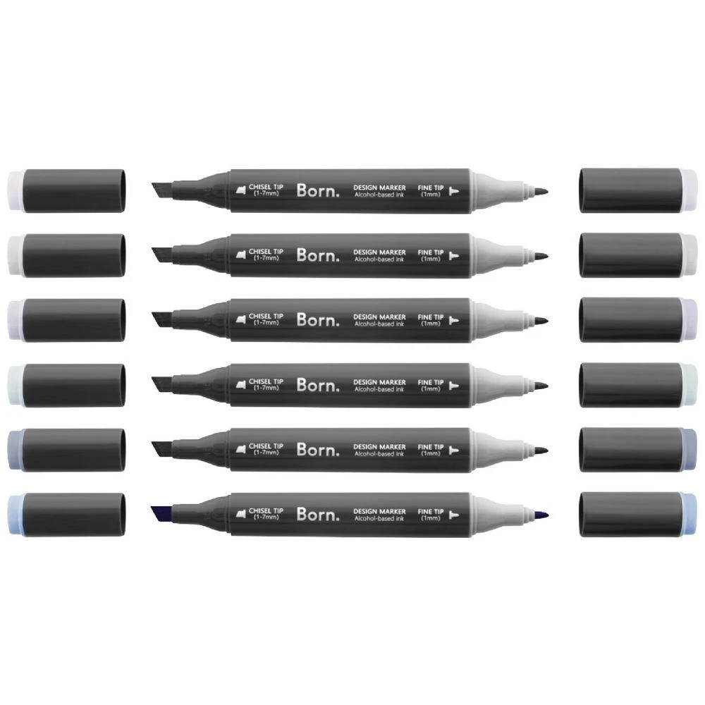 3 Born Professional Dual-Tip Artist Markers Greys 6 Pack, 3 of 4