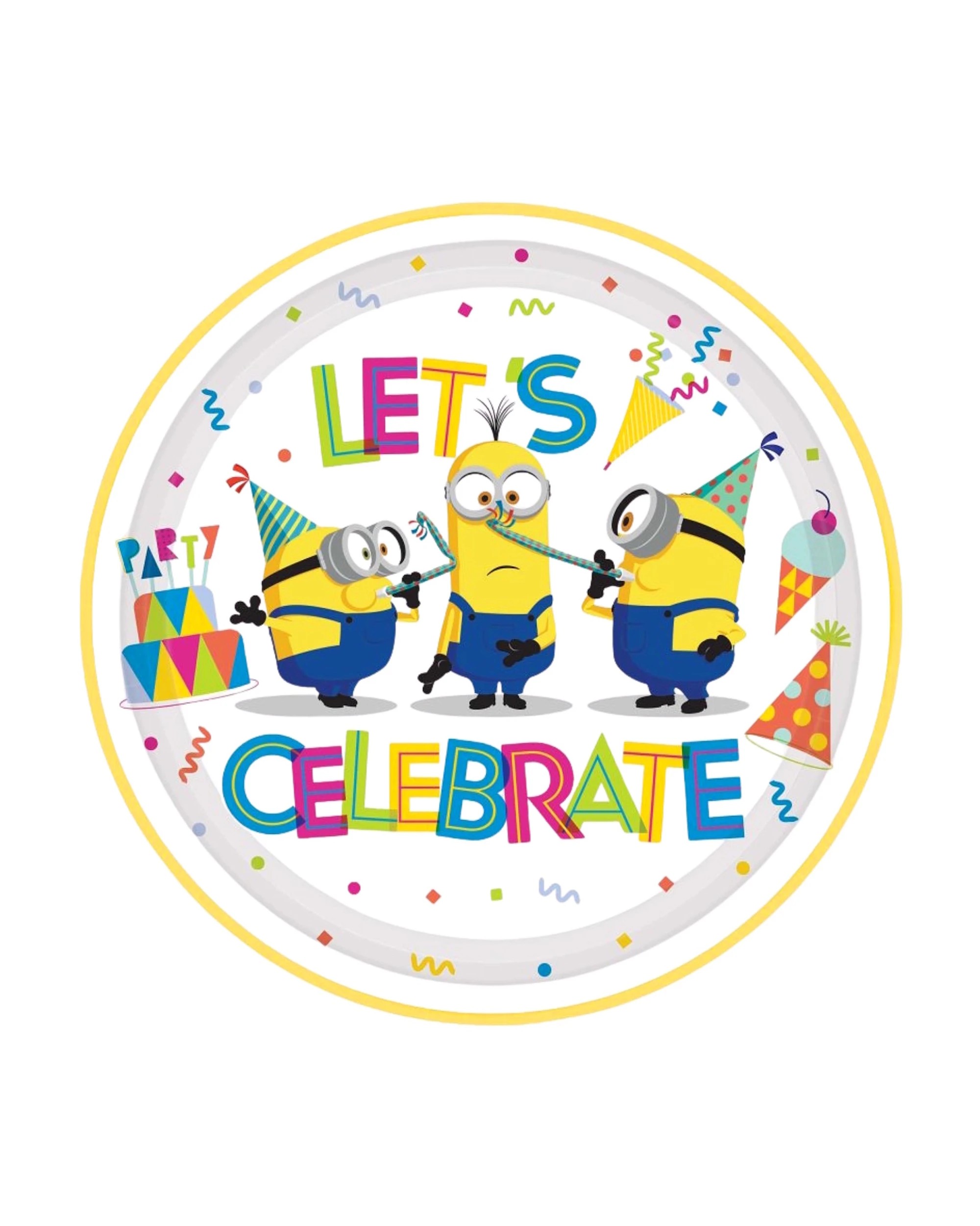 1 Anagram Minions Let's Celebrate Small Paper Plates Pack of 8Multi - Multi, 1 of 2
