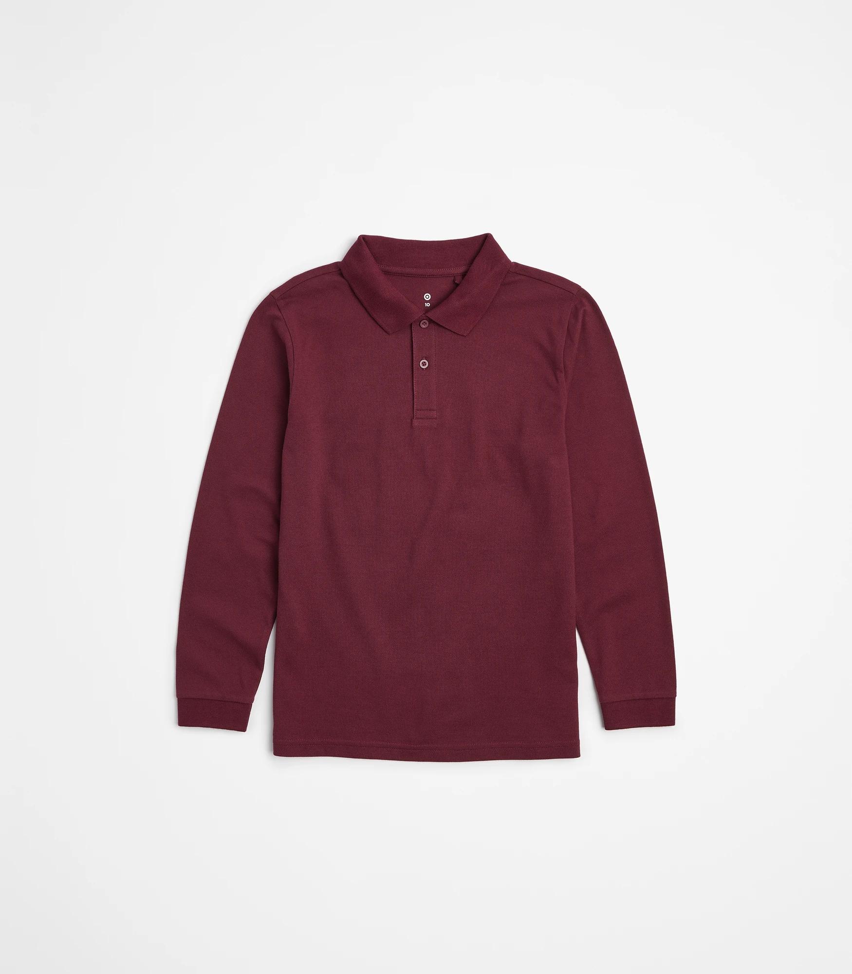 4 Target School Polo Long Sleeve Top BURGUNDY, 4 of 7