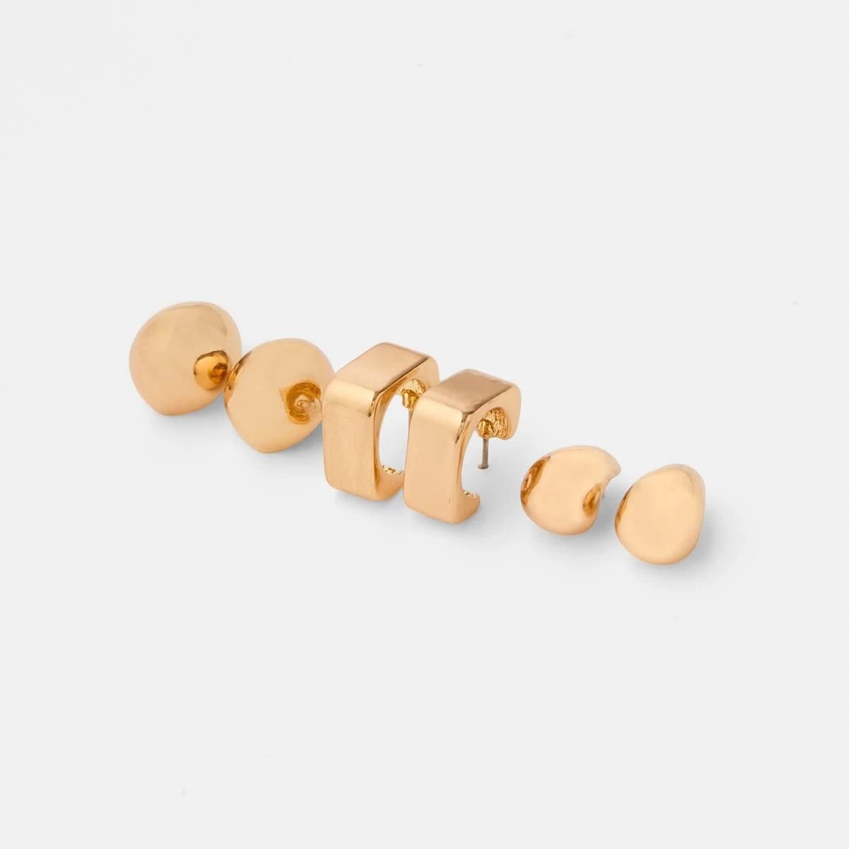 2 3 Pack Hoop Earrings - Gold Tone Gold, 2 of 5