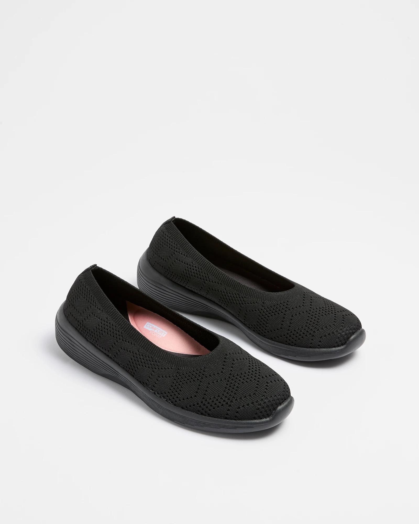 3 Target Womens Low Upper Comfort Arch Support Slip On Flat BLACK, 3 of 3