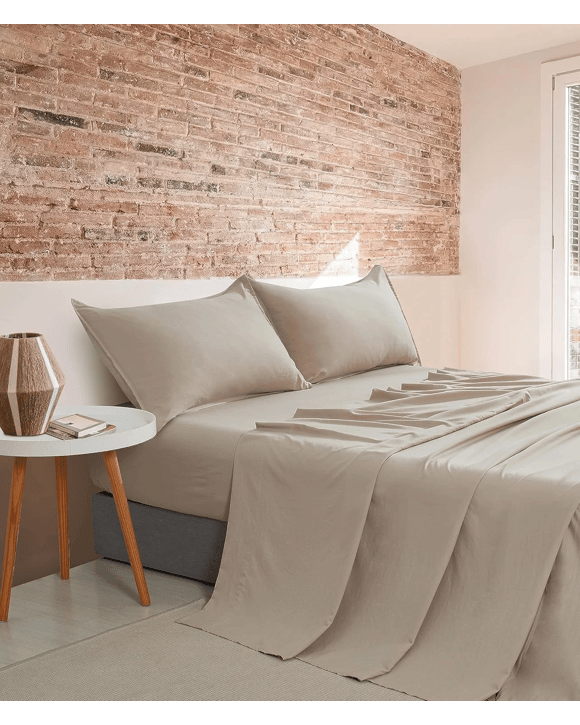 CleverPolly 100% Vintage Washed Microfibre Sheet Set - Linen - Double Bed