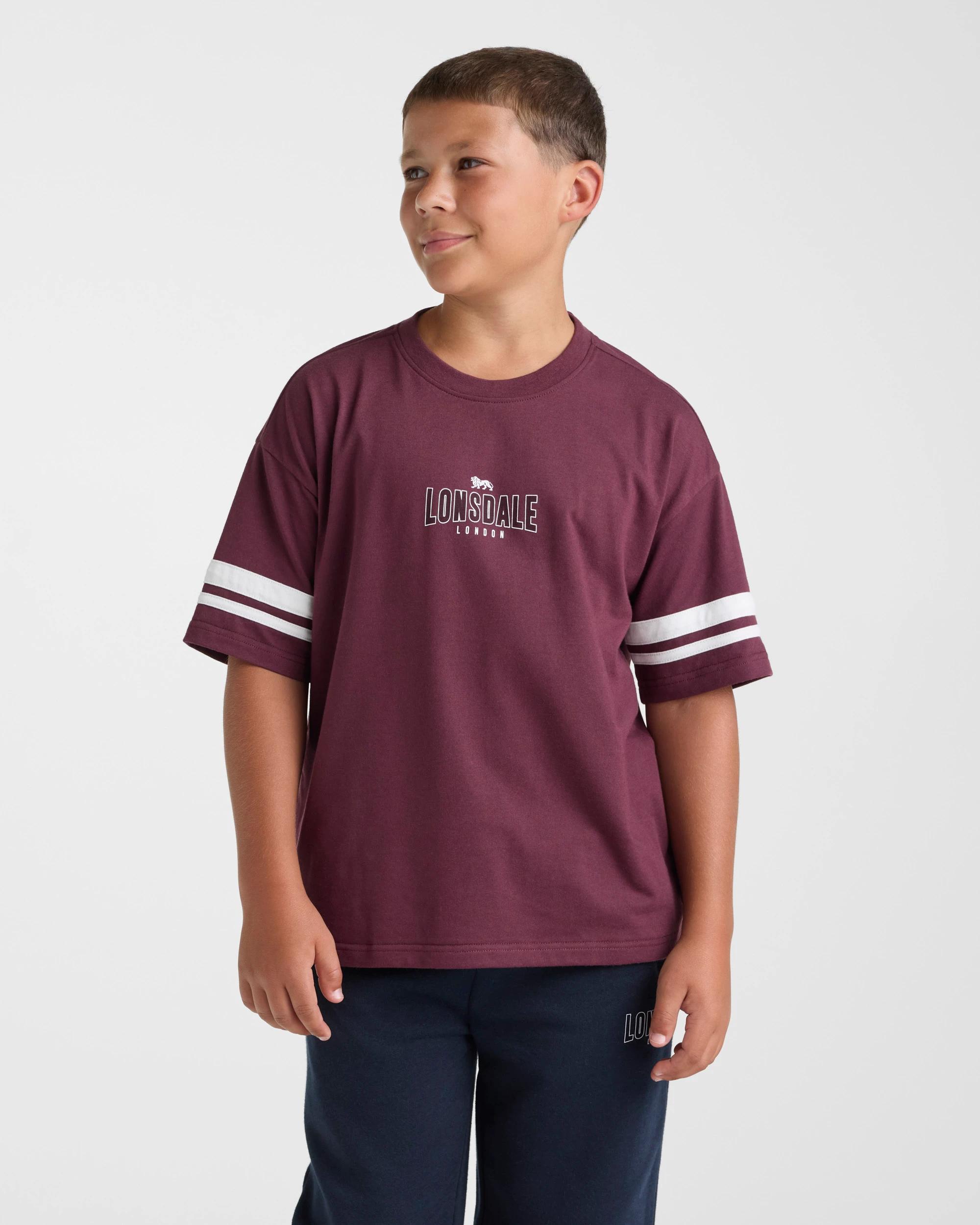 4 Lonsdale London Boys Retro Sport Short Sleeve T-shirt - Red RED, 4 of 5