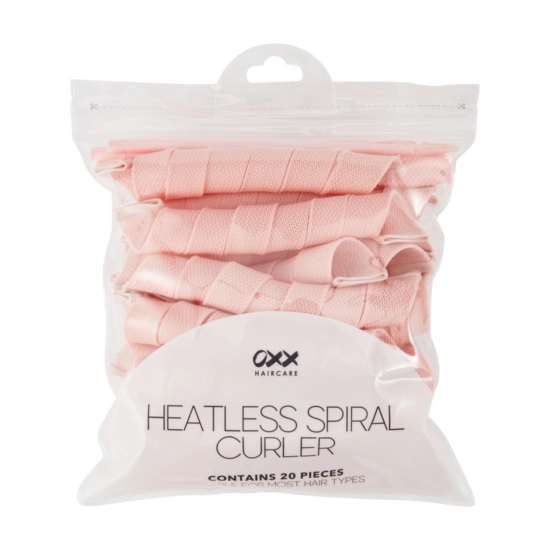 1 OXX Haircare 20 Pieces Heatless Spiral Curler - Pink, 1 of 6