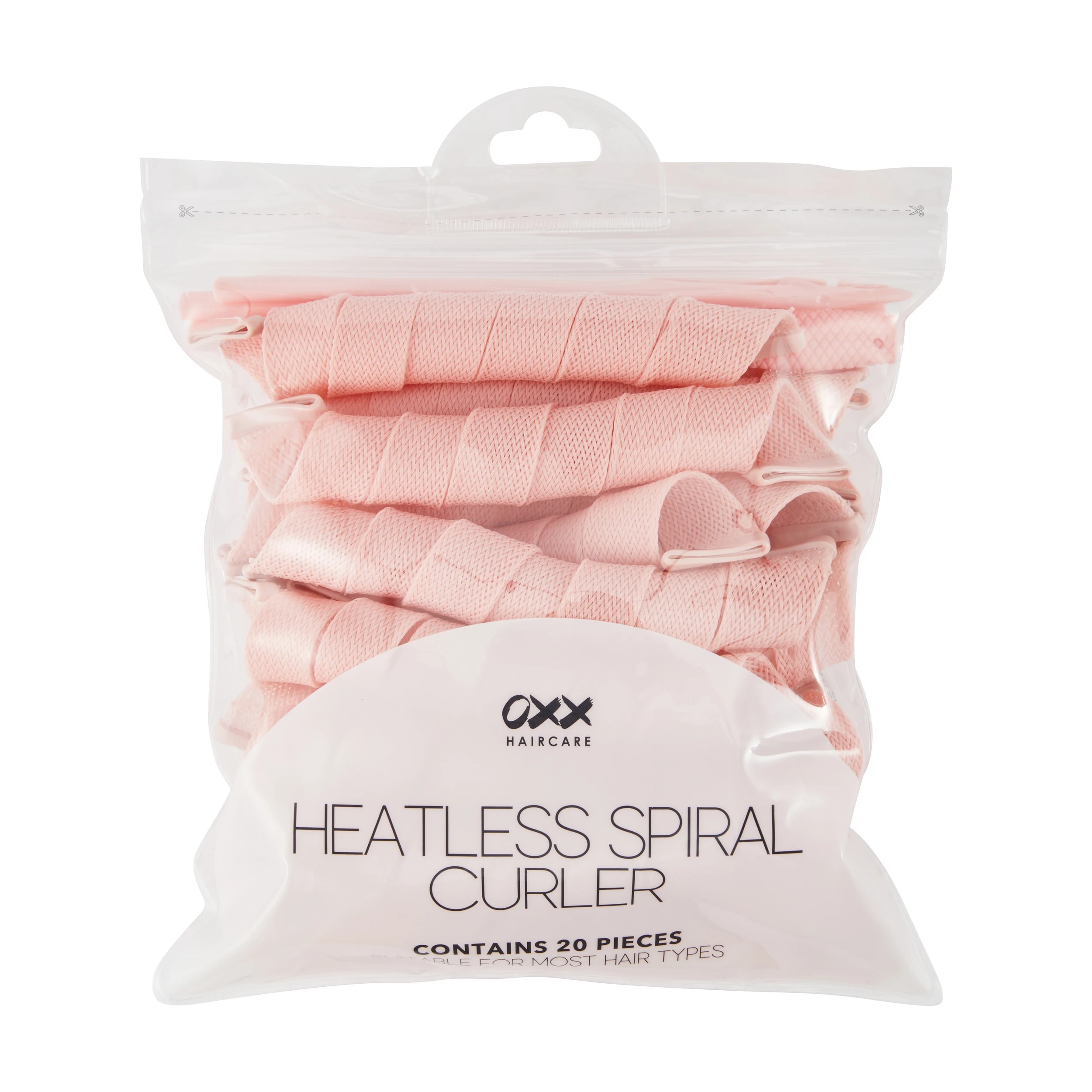 1 OXX Haircare 20 Pieces Heatless Spiral Curler - Pink, 1 of 6