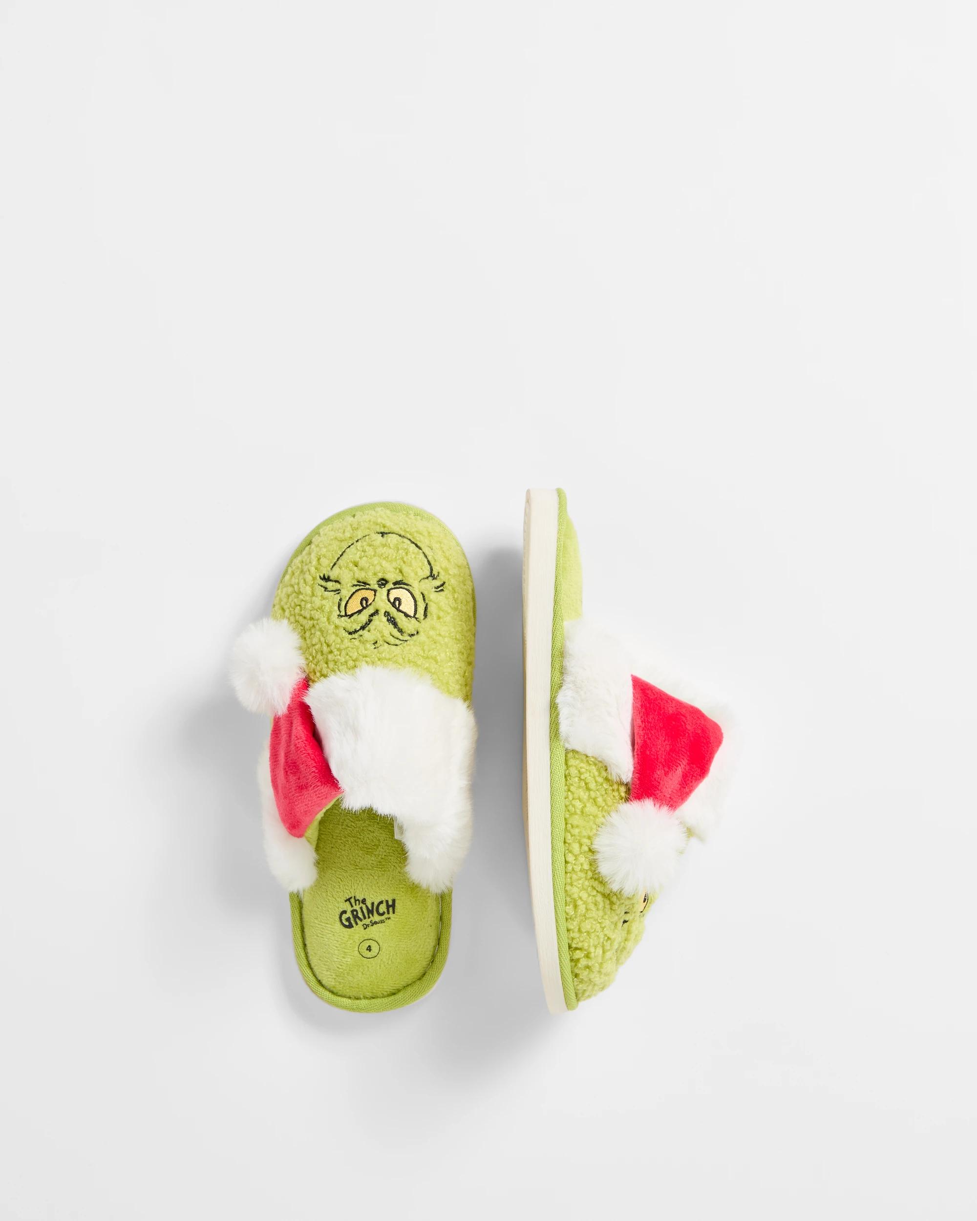 2 The Grinch Boys Senior Christmas Grinch Slipper Scuff GREEN, 2 of 3