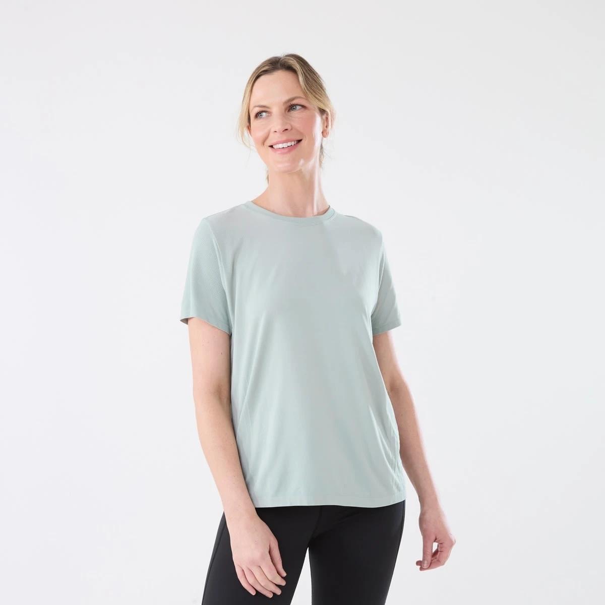1 Active Womens Seamfree Crew Neck T-shirt LINDSEY GREEN, 1 of 6