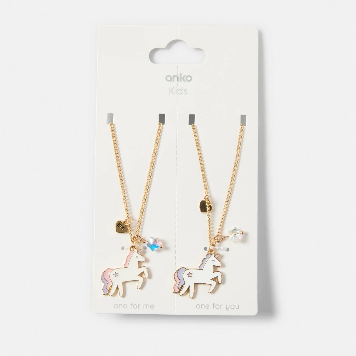 3 2 Pack BFF Unicorn Necklace - Pink, Purple, White and Gold Tone, 3 of 3