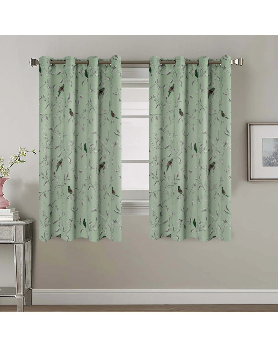 Smarcute Blockout Birds Rustic Grommet Curtain - 2X 132x160cm - Multi ...