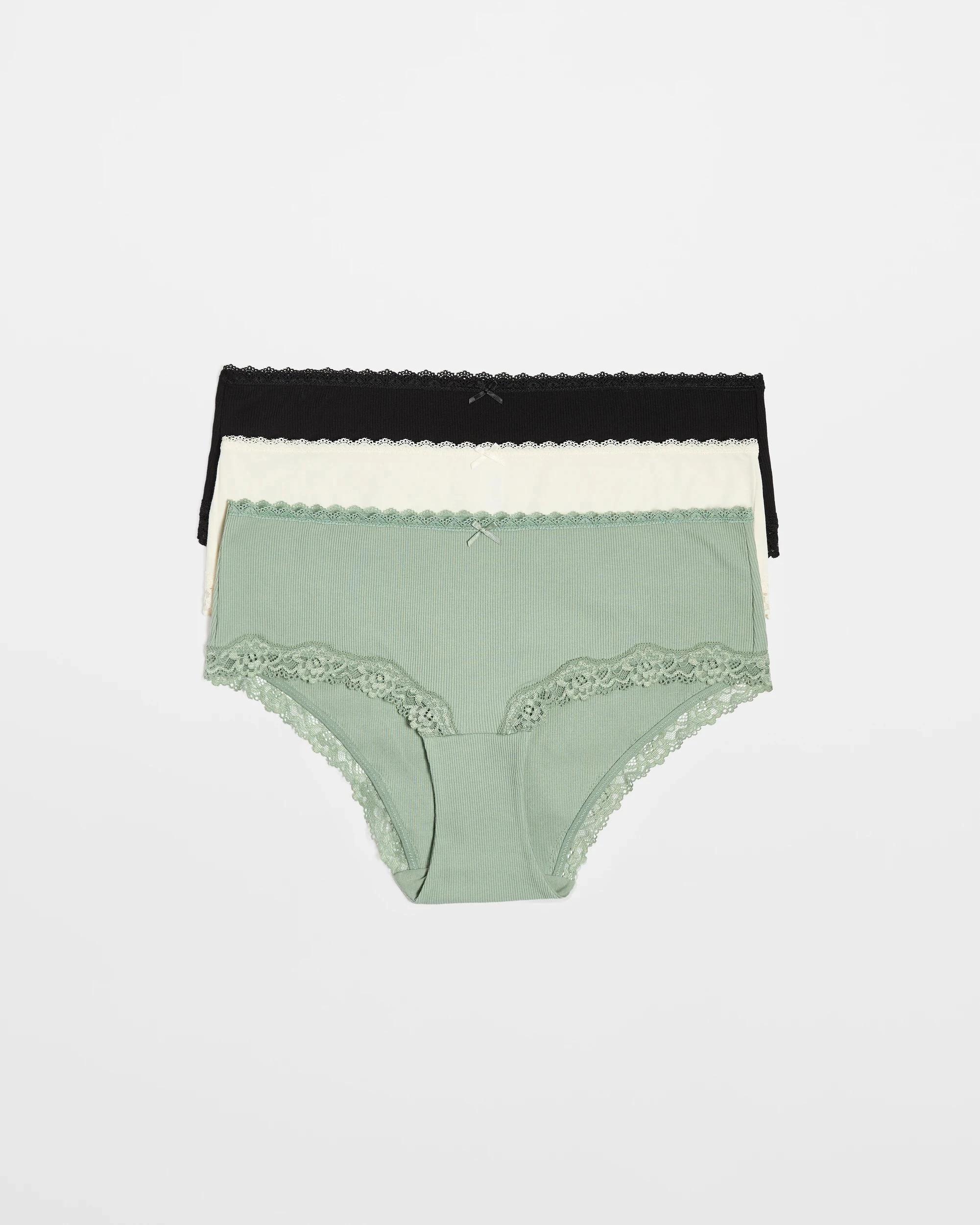 1 Target Woman Australian Cotton & Lace 3 Pack Boyleg Briefs GREEN/CREAM/BLACK, 1 of 4