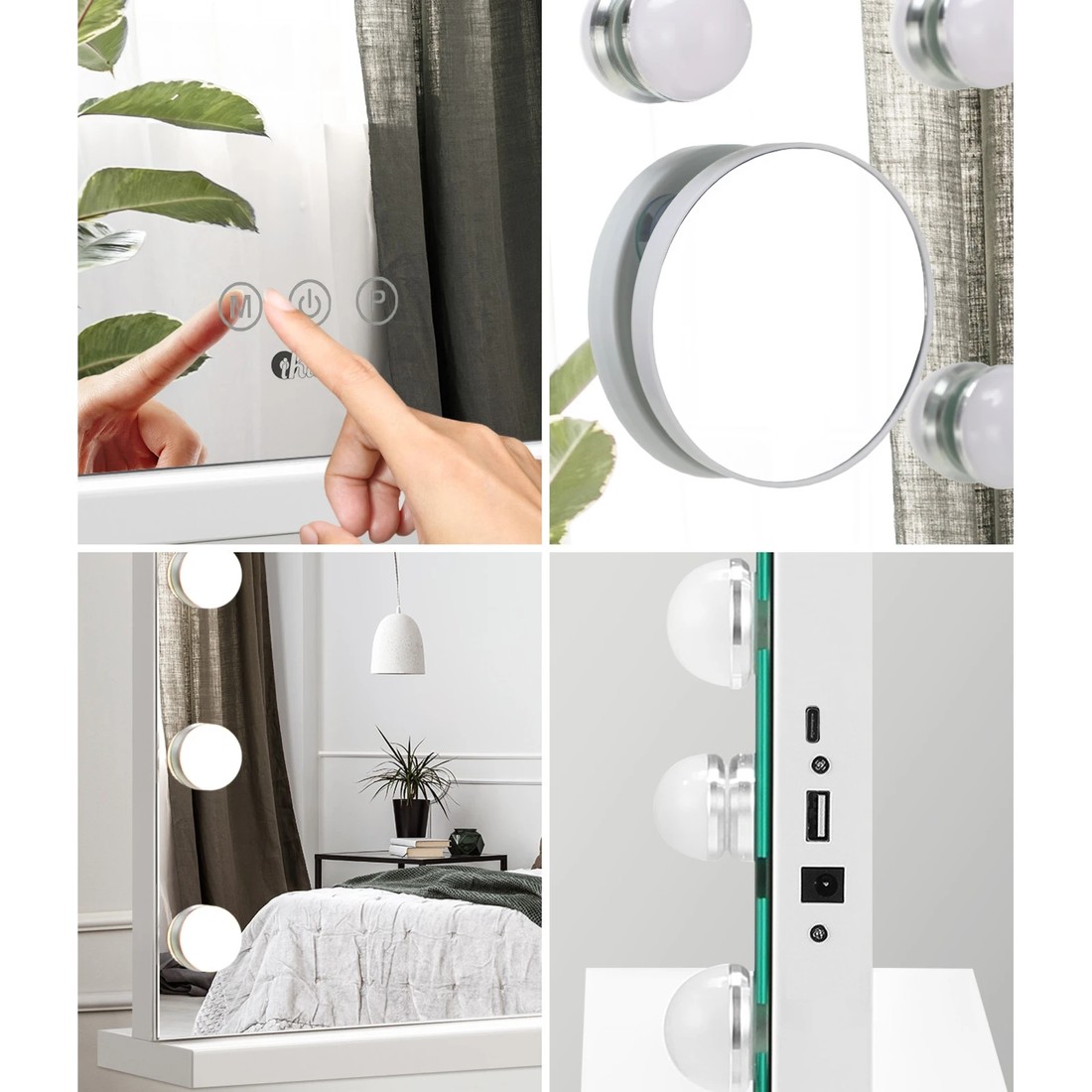 3 Oikiture Hollywood Makeup Mirror Magnifying Led 18 Bulbs 80x62cm Wall Mirrors
 - White, 3 of 8