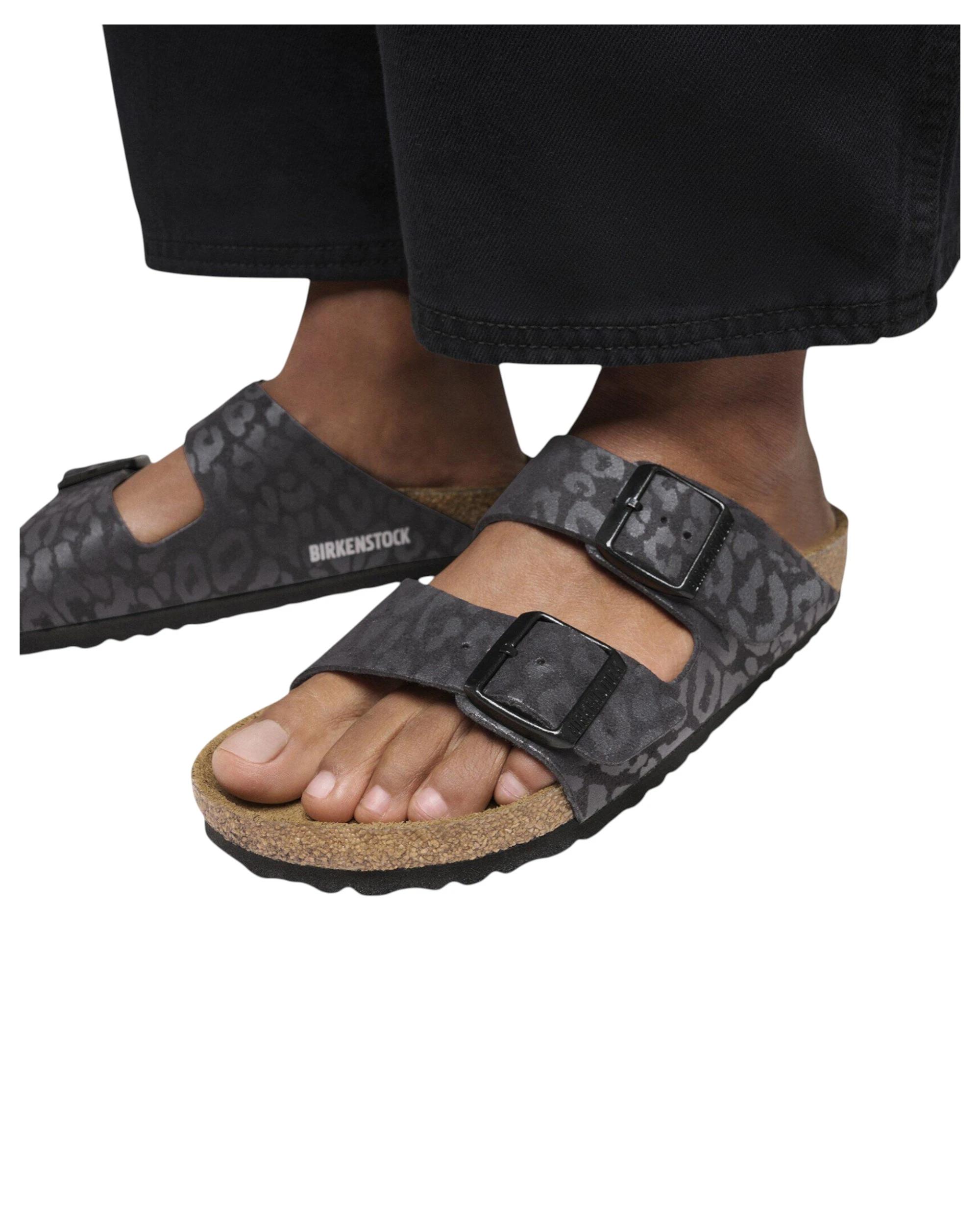 5 Birkenstock Womens Arizona Vegan Synthetic Narrow Slip On Sandals LEO BLACK, 5 of 8
