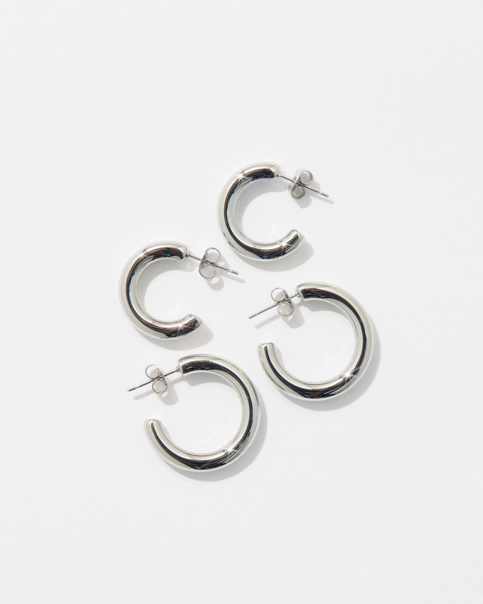 1 Target Waterproof 2 Pack Chunky Hoop Earrings Set SILVER, 1 of 1