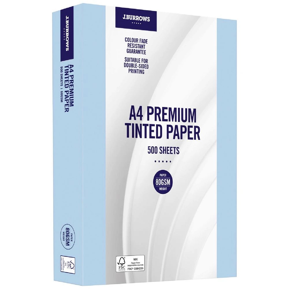 1 J.Burrows Premium A4 Tinted Paper Ream Blue, 1 of 2