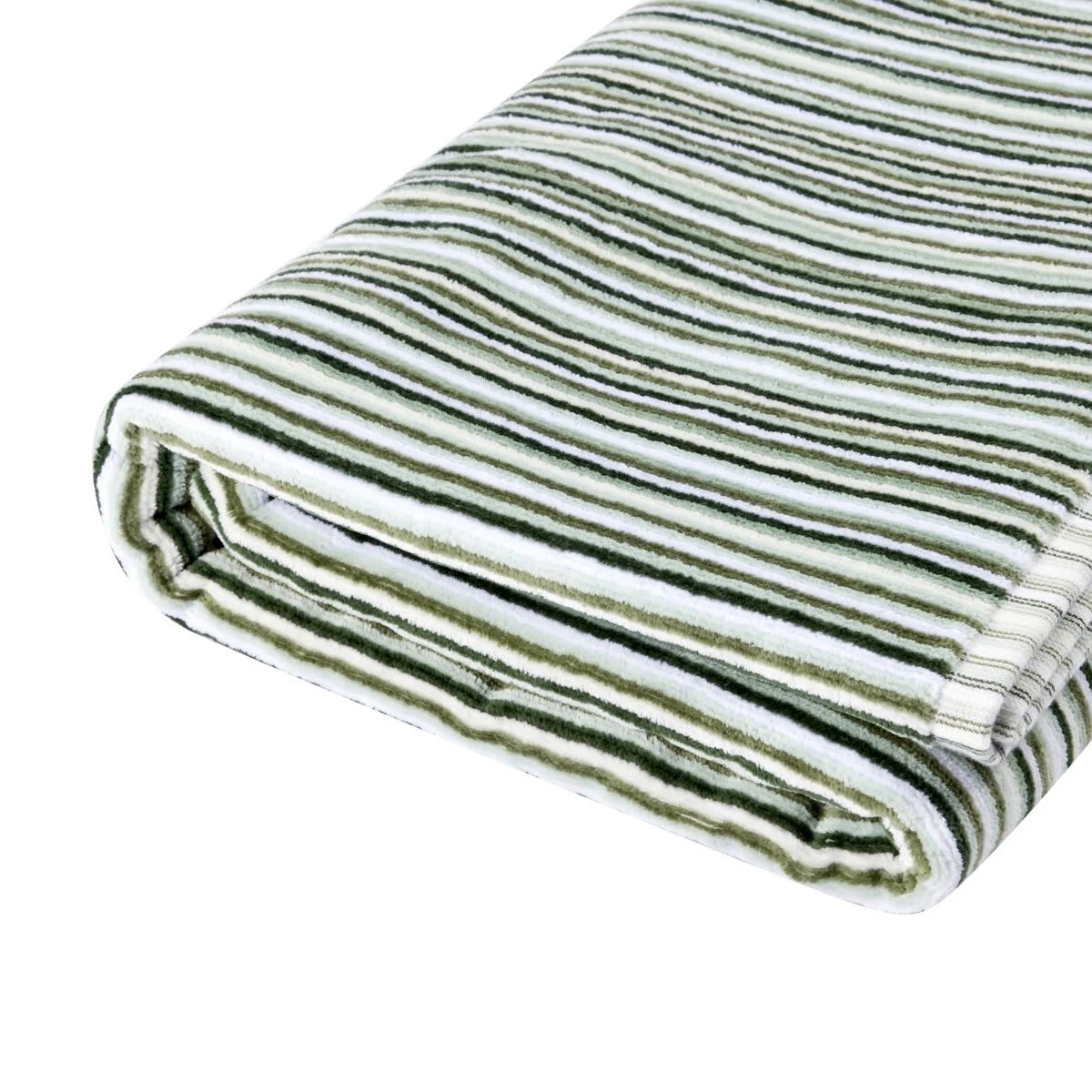 4 Mini Stripe Cotton Reversible Bath Towel - Green, 4 of 5