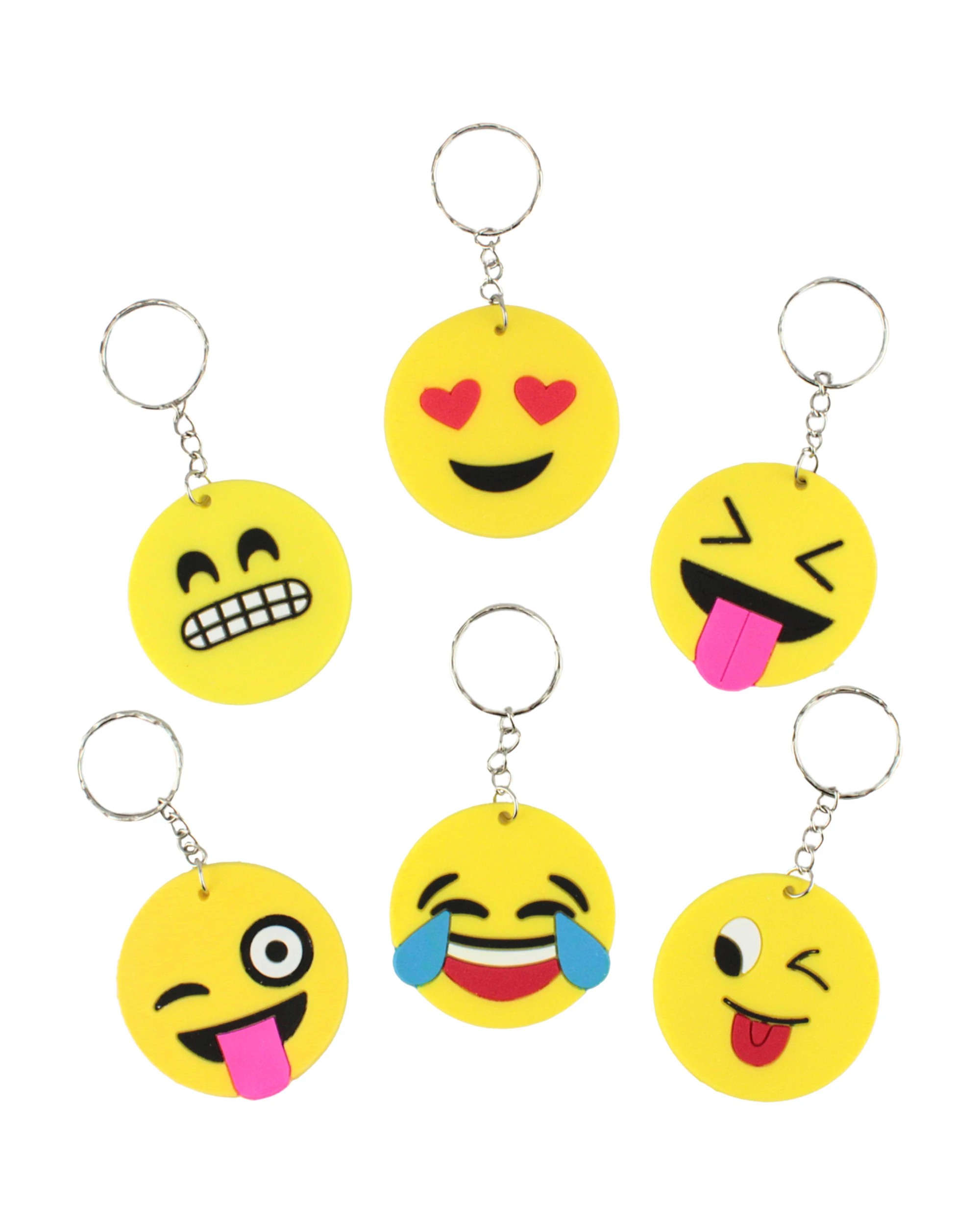 1 Partyrama Emoji Faces Keychains Pack of 12, 1 of 3
