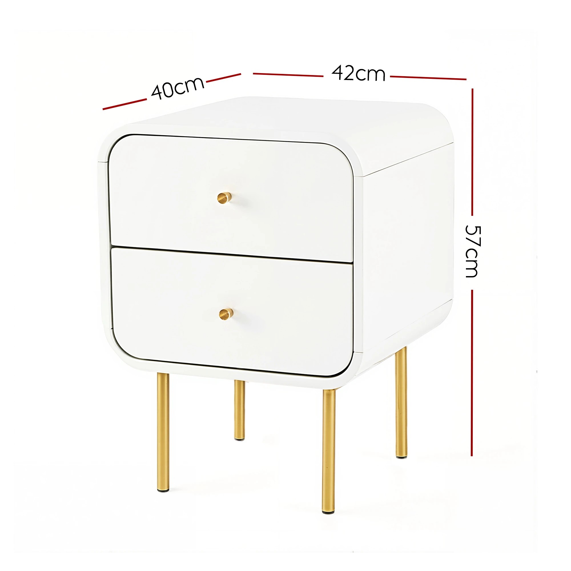 3 Artiss Bedside Table 2 Drawers Side End Table Nightstand - White, 3 of 5
