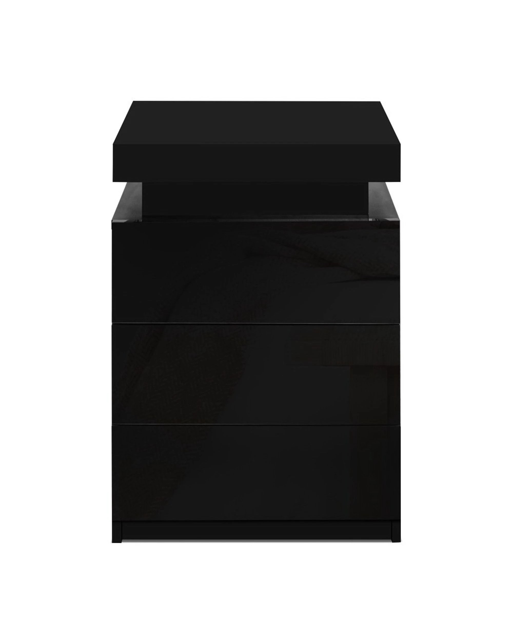 3 Artiss Bedside Table LED 3 Drawers - Black, 3 of 8