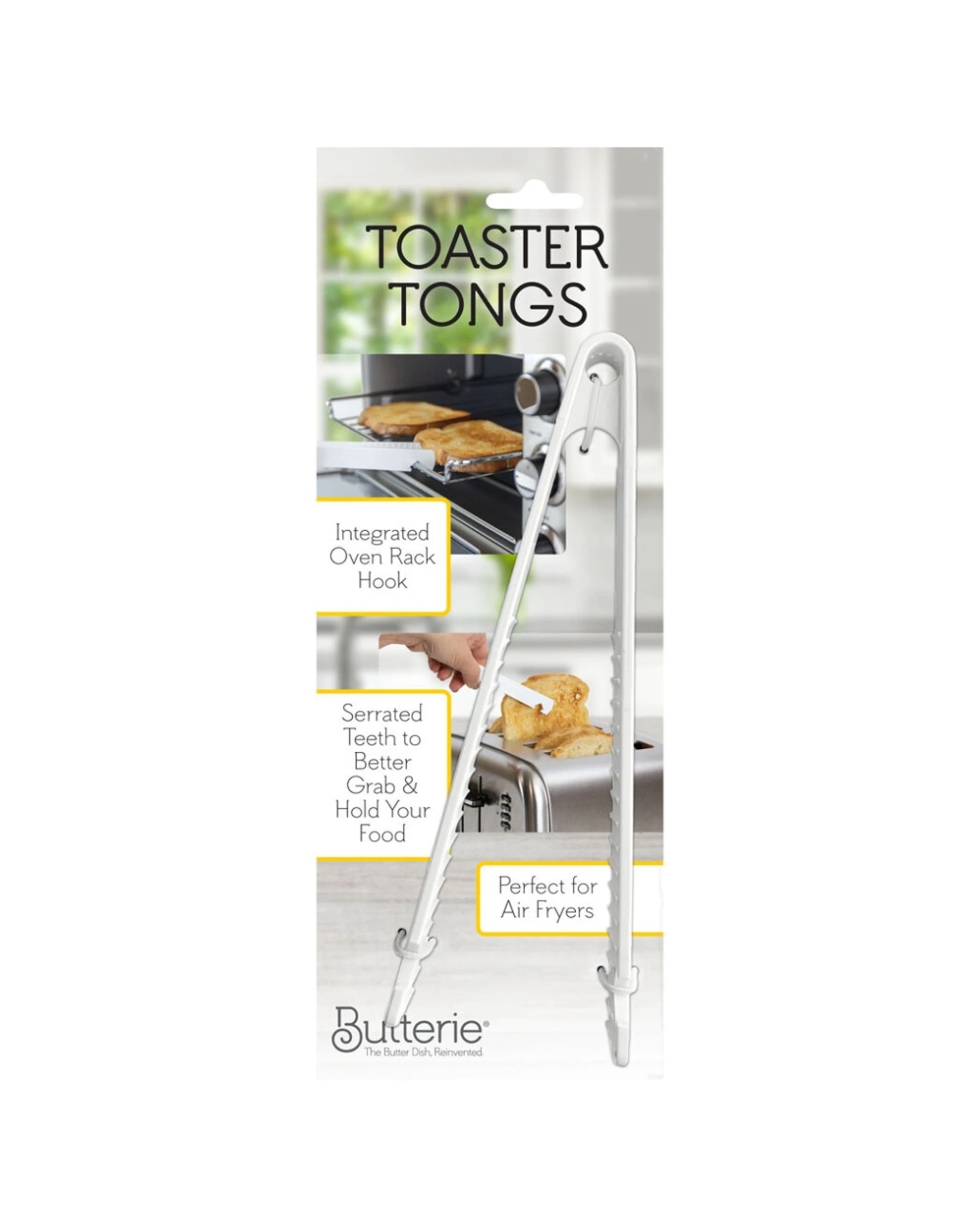 9 Better Dish Butter Container with Lid Butterie Spatula Plastic Tongs Set - White, 9 of 9