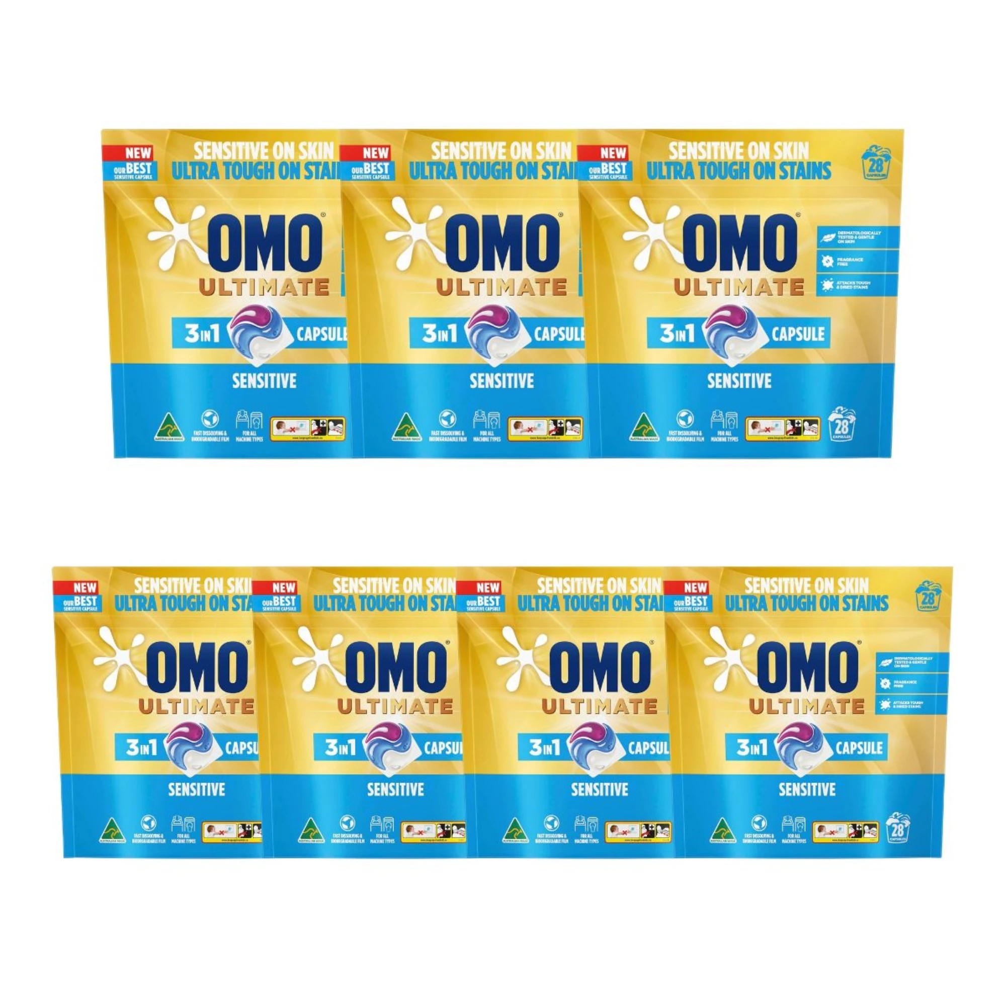 1 Omo Ultimate  3 In 1 Sensitive Tabs Pk28 x7, 1 of 2