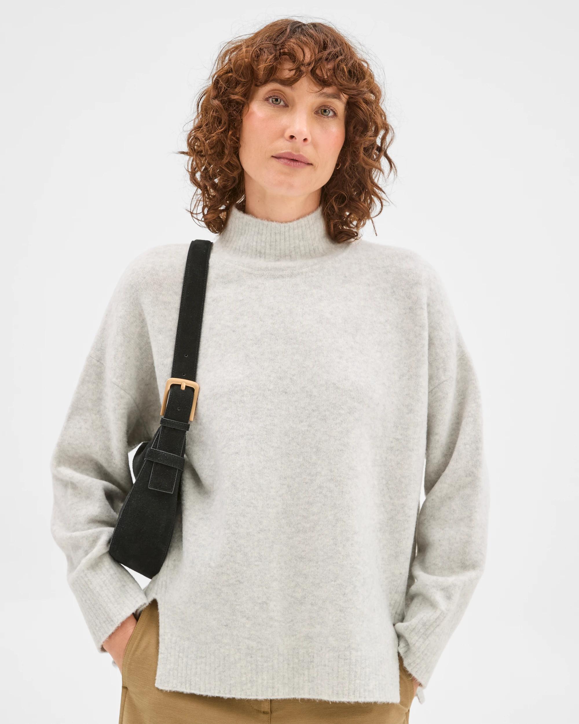 1 Target Woman Super Soft Mock Neck Jumper LIGHT GREY MARLE, 1 of 7