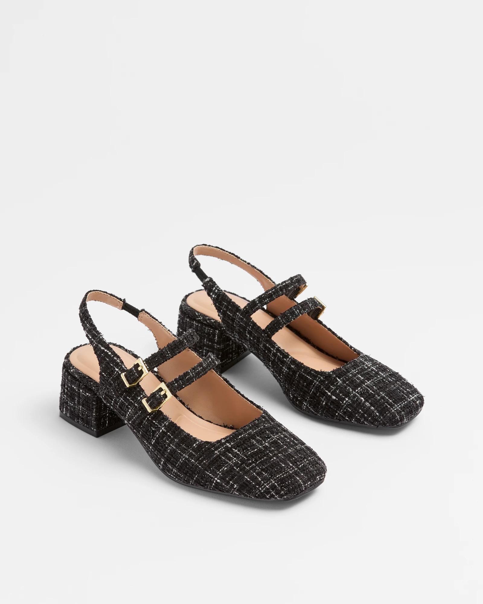 3 Target Womens Sling Back Double Strap Mary-jane Sandal - Amber BLACK FABRIC, 3 of 3