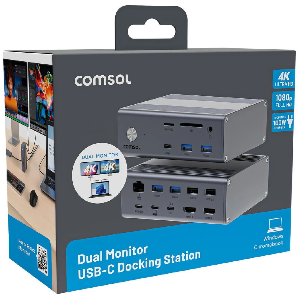 2 Comsol Dual Monitor USB-C 14 Port Docking Station, 2 of 8