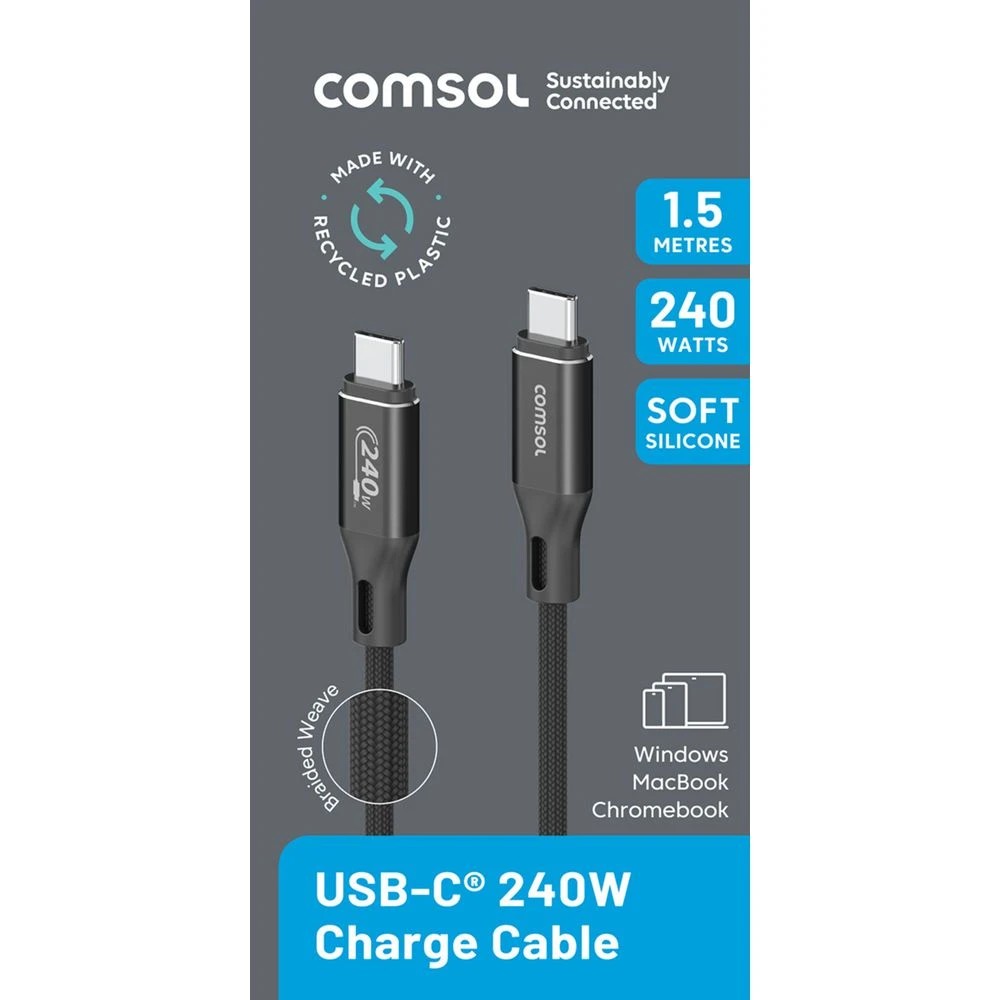 2 Comsol USB-C to USB-C Charge Cable 240W 1.5m, 2 of 4