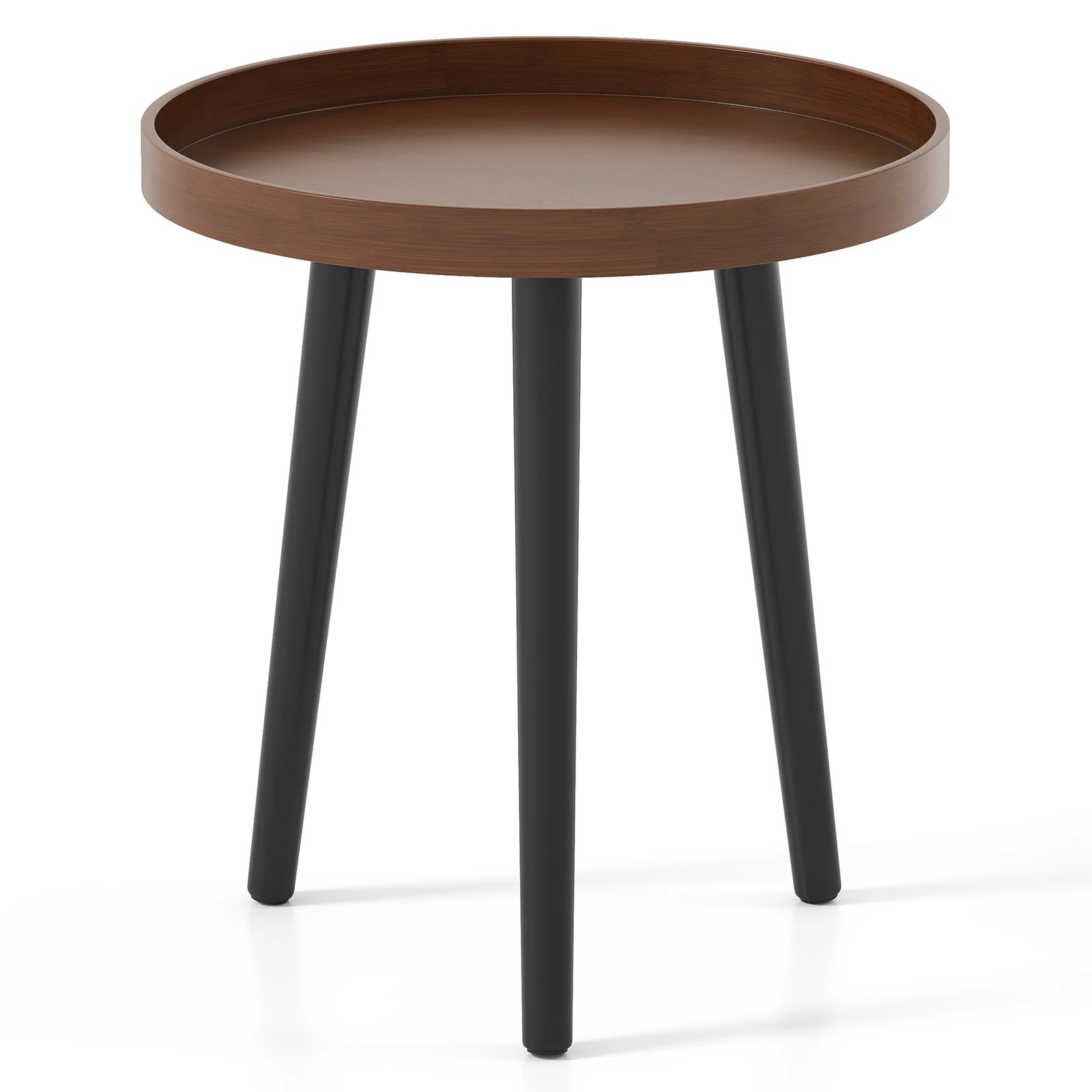 1 Costway Round Coffee Table Modern Side End Table Sofa Bedside Table - Brown, 1 of 3