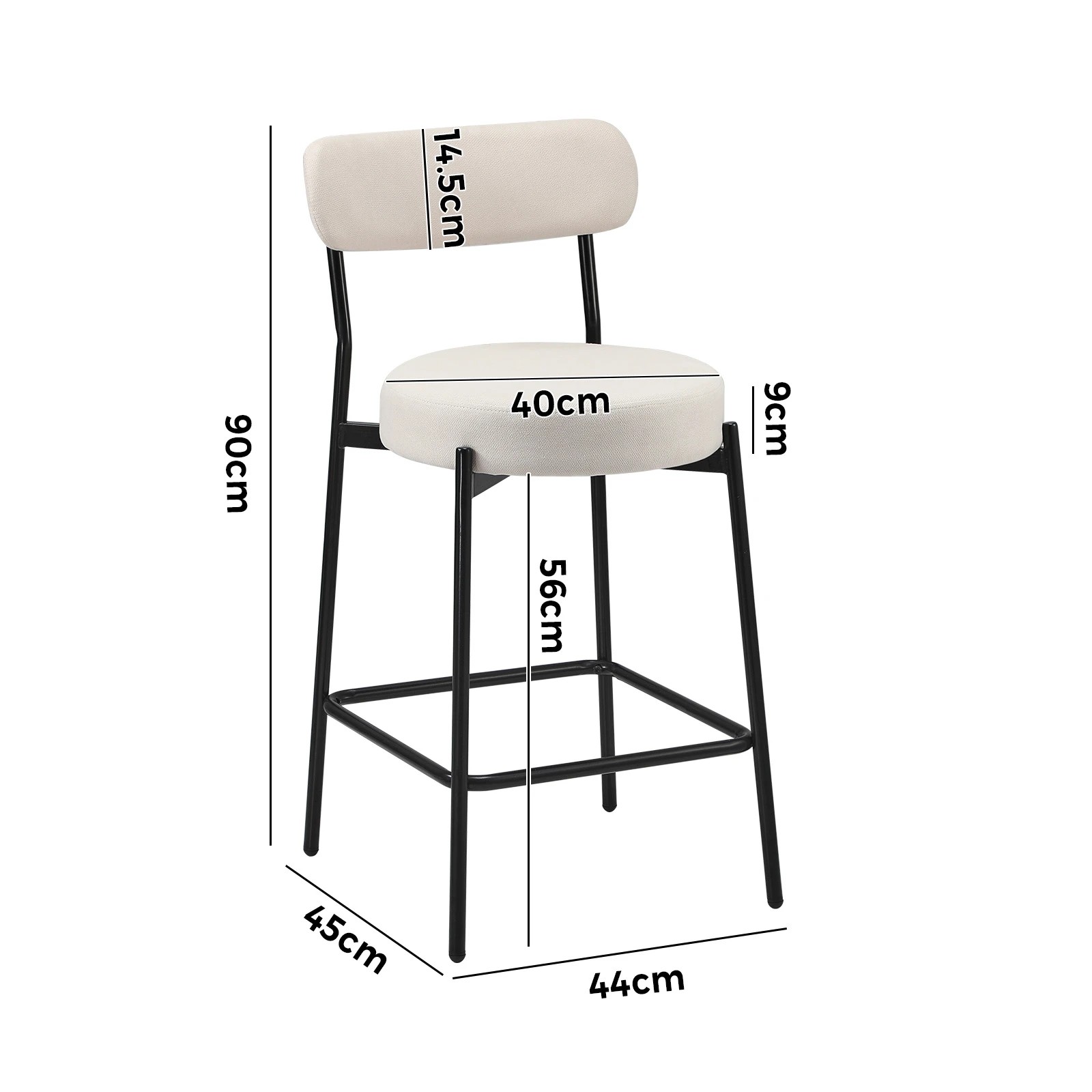 10 Oikiture 2x Bar Stools Kitchen Dining Chairs Counter Stool
 - Beige, 10 of 10