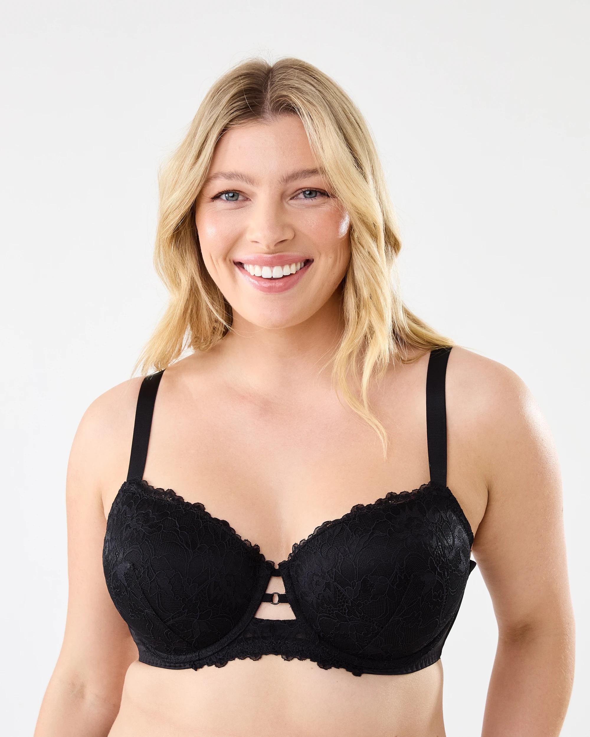 1 Full Figure Lace Balconette Bra Black, 1 of 6