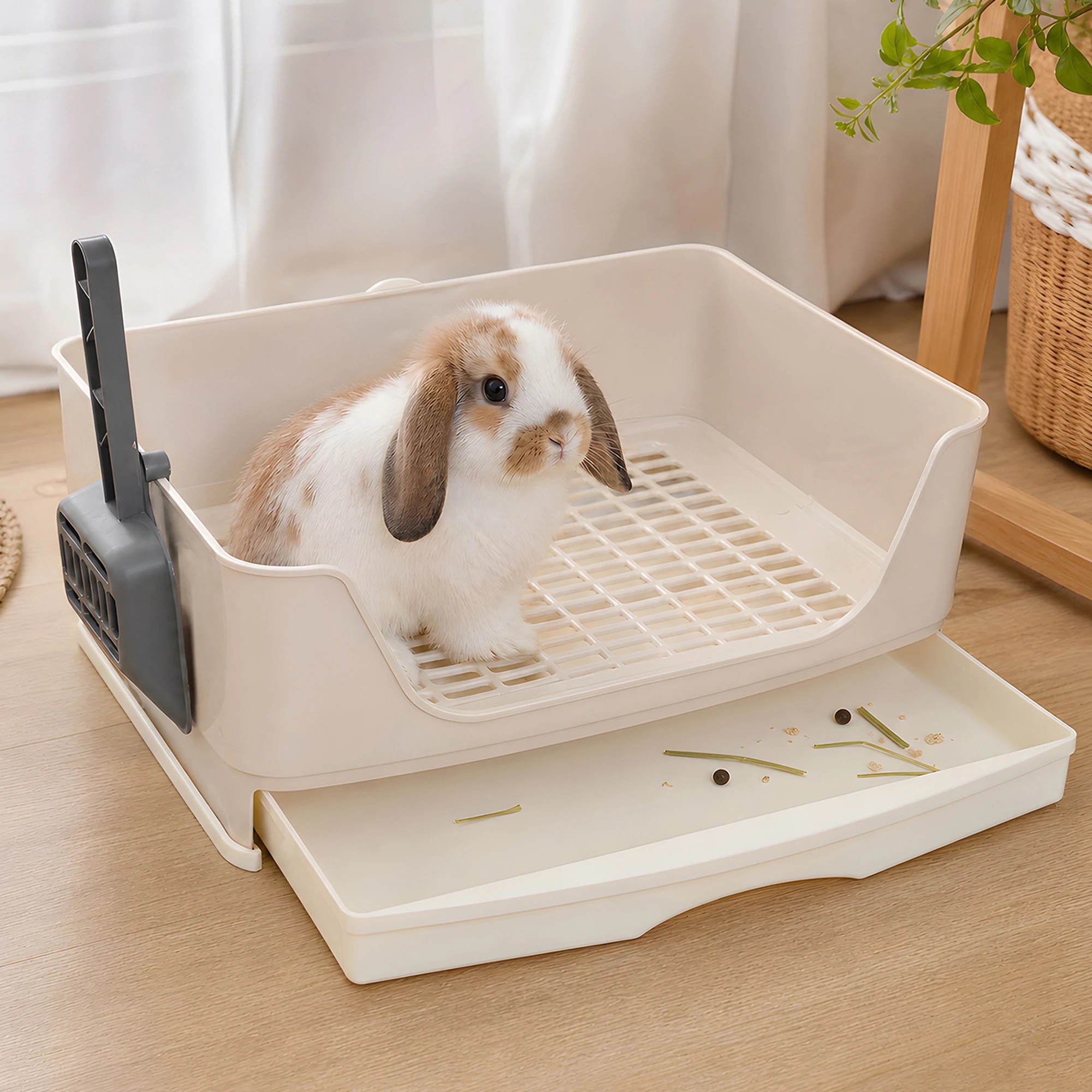 7 PaWz Rabbit Litter Tray Drawer Box Easy-Clean Secure for Indoor Cage Use Brown, 7 of 8