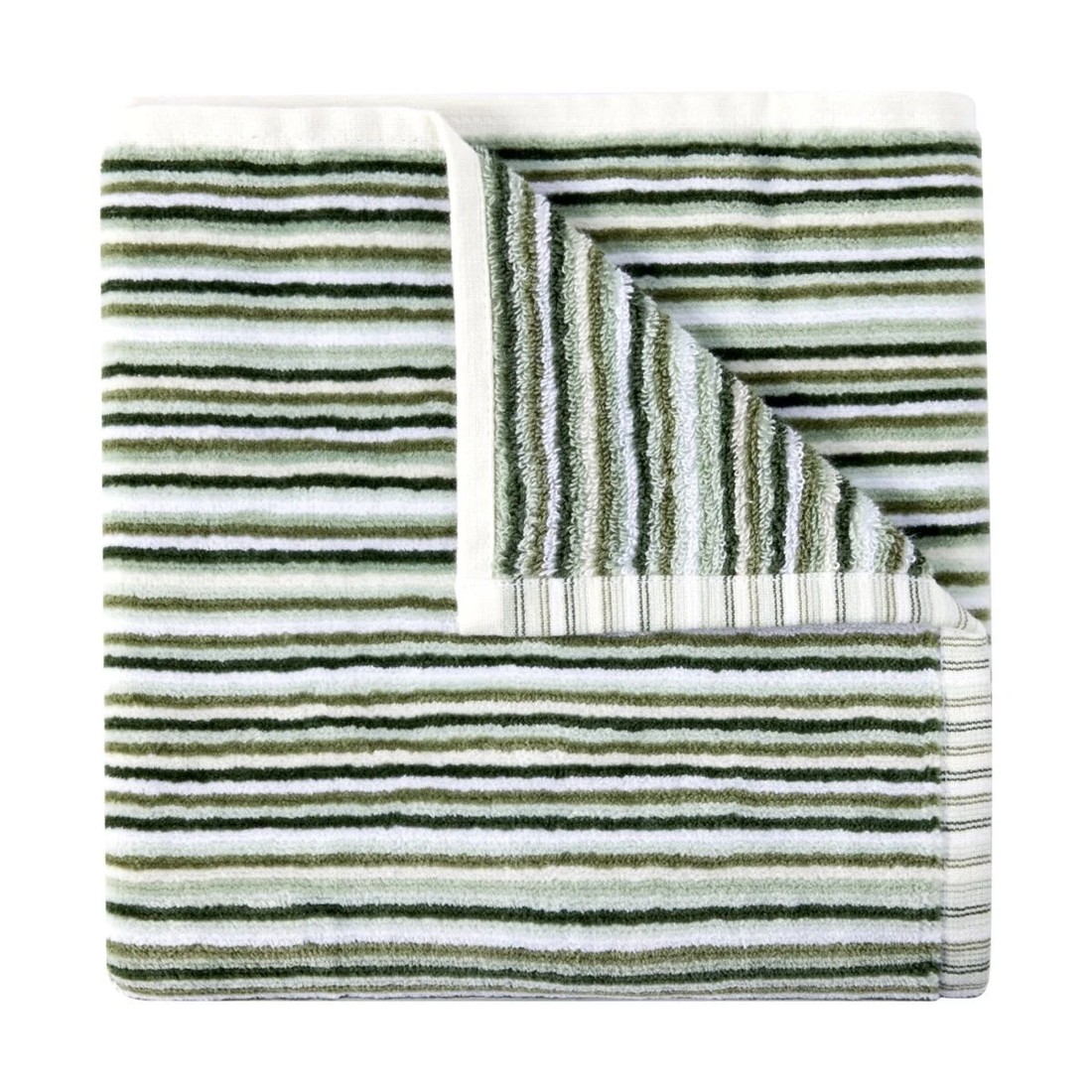 1 Mini Stripe Cotton Reversible Hand Towel - Green, 1 of 5