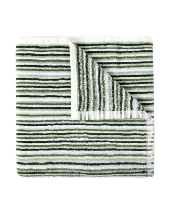 Mini Stripe Cotton Reversible Hand Towel - Green