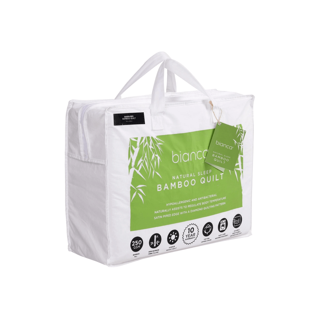 1 Bianca Bedding Natural Sleep 250gsm Bamboo Summer Quilt — Cotton Japara Cover
 - Super King Bed
 - white, 1 of 5