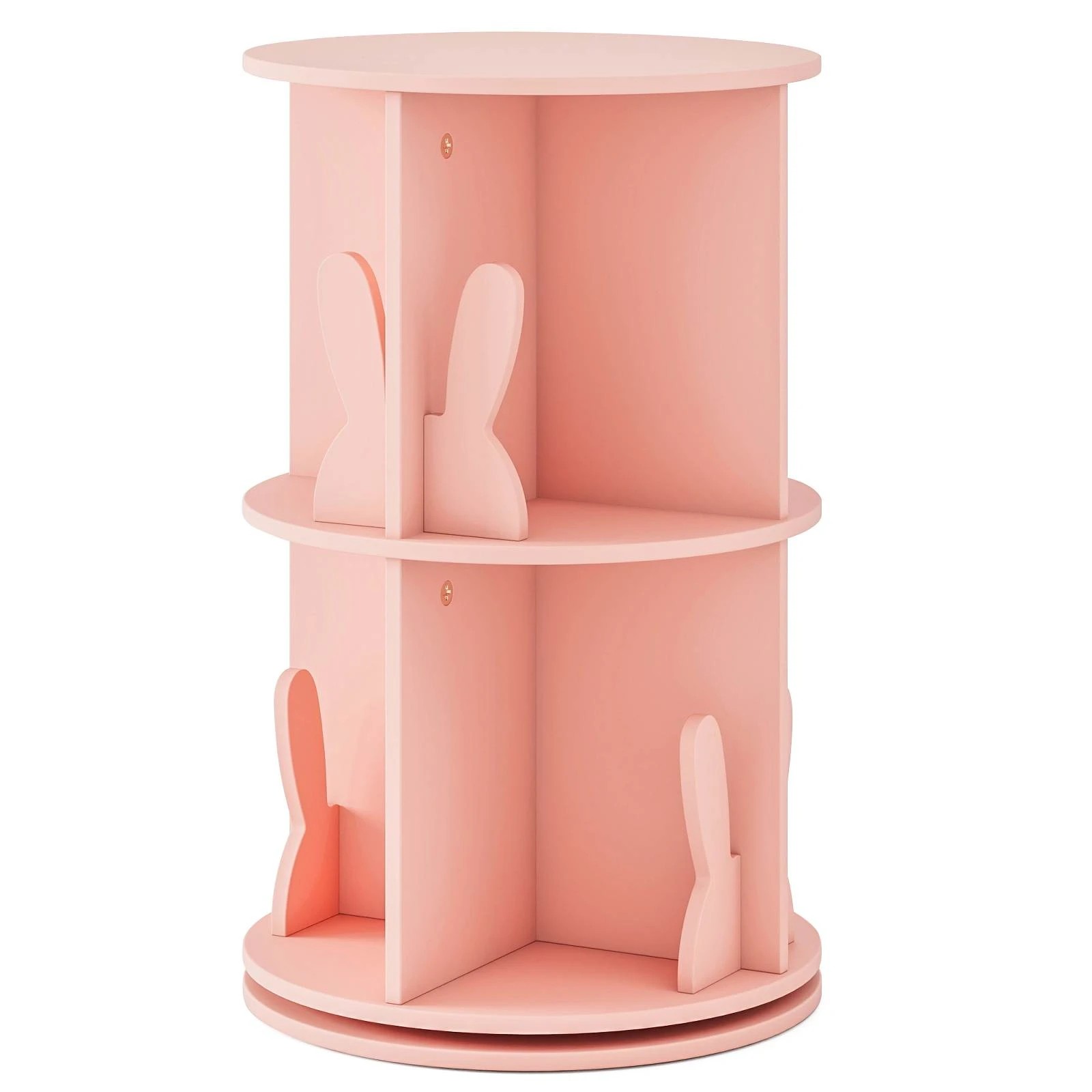 1 Costway Rotating Bookshelf 2-tier Bookcase Cute Bunny - Pink, 1 of 1