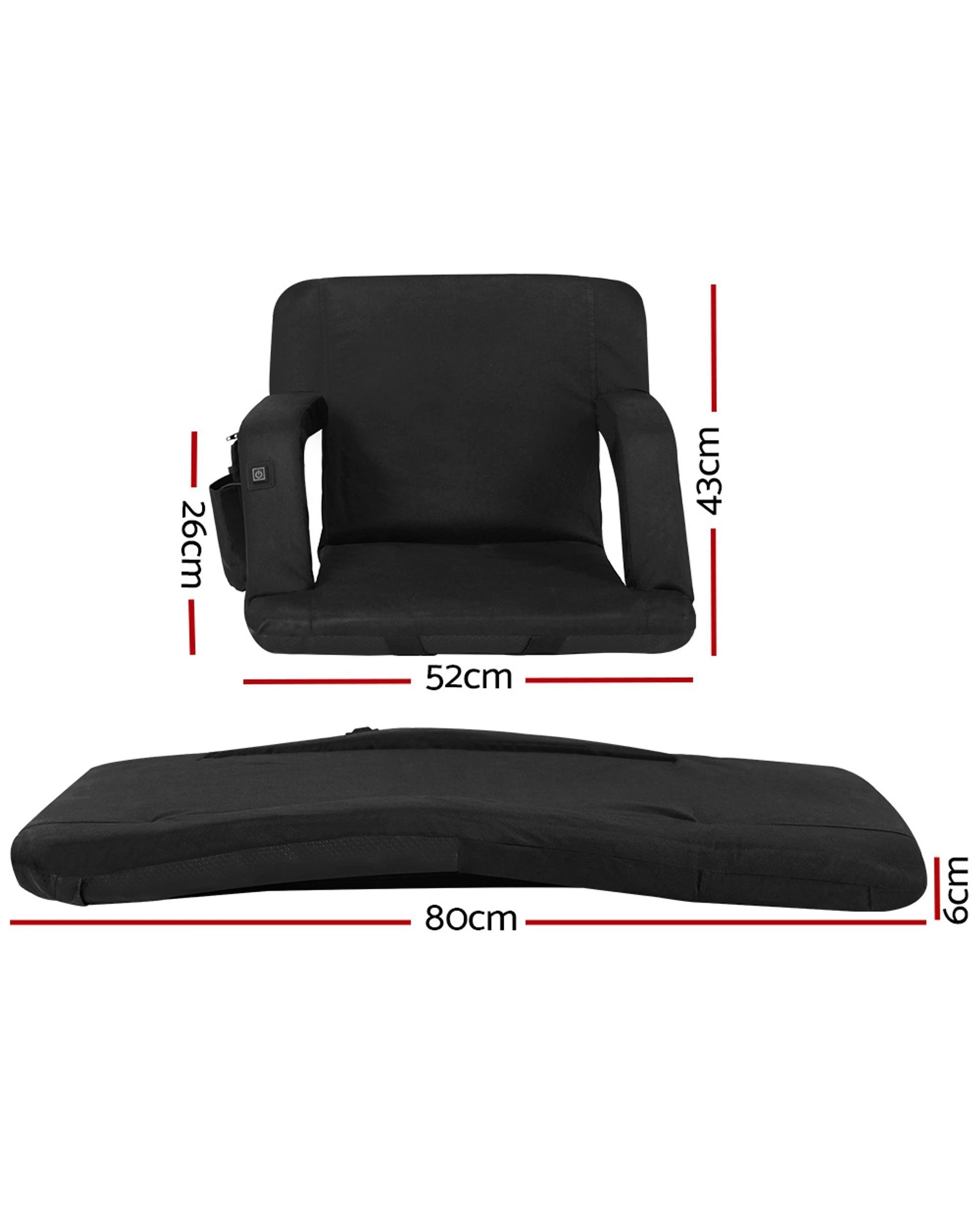 2 Artiss Floor Lounge Sofa Bed With Armrest Heated Cushion - Black, 2 of 6