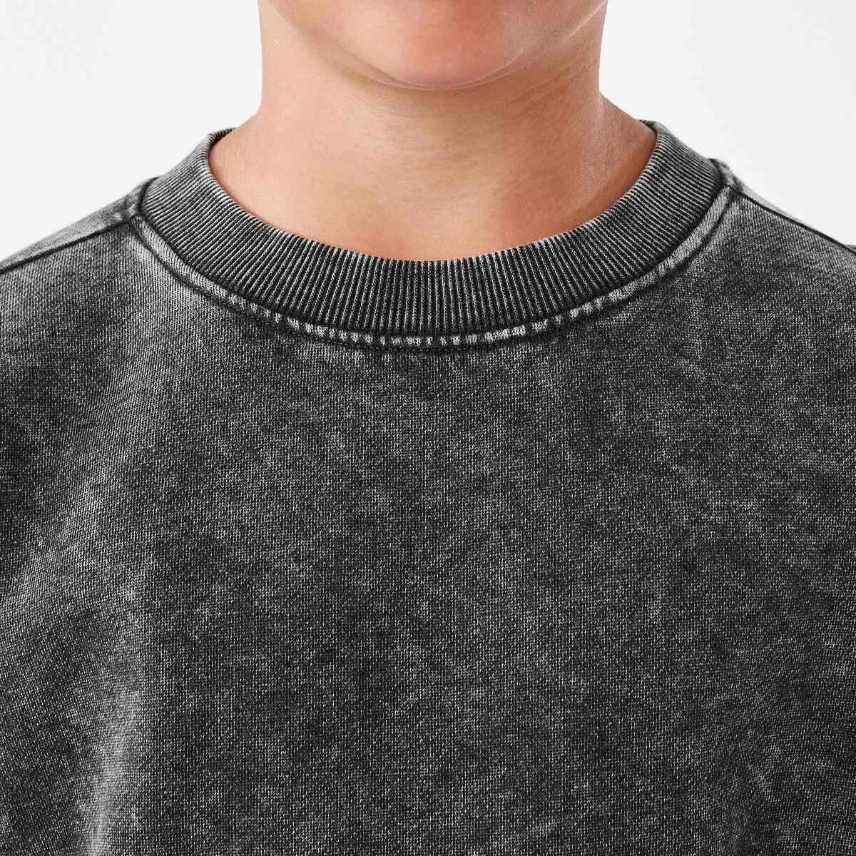 4 Oversized Washed Crew Neck Sweatshirt Black, 4 of 6