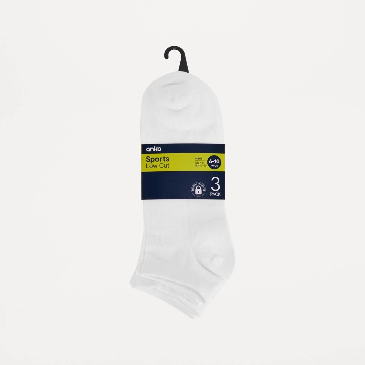 3 3 Pack Low Cut Sports Socks WHITE, 3 of 3