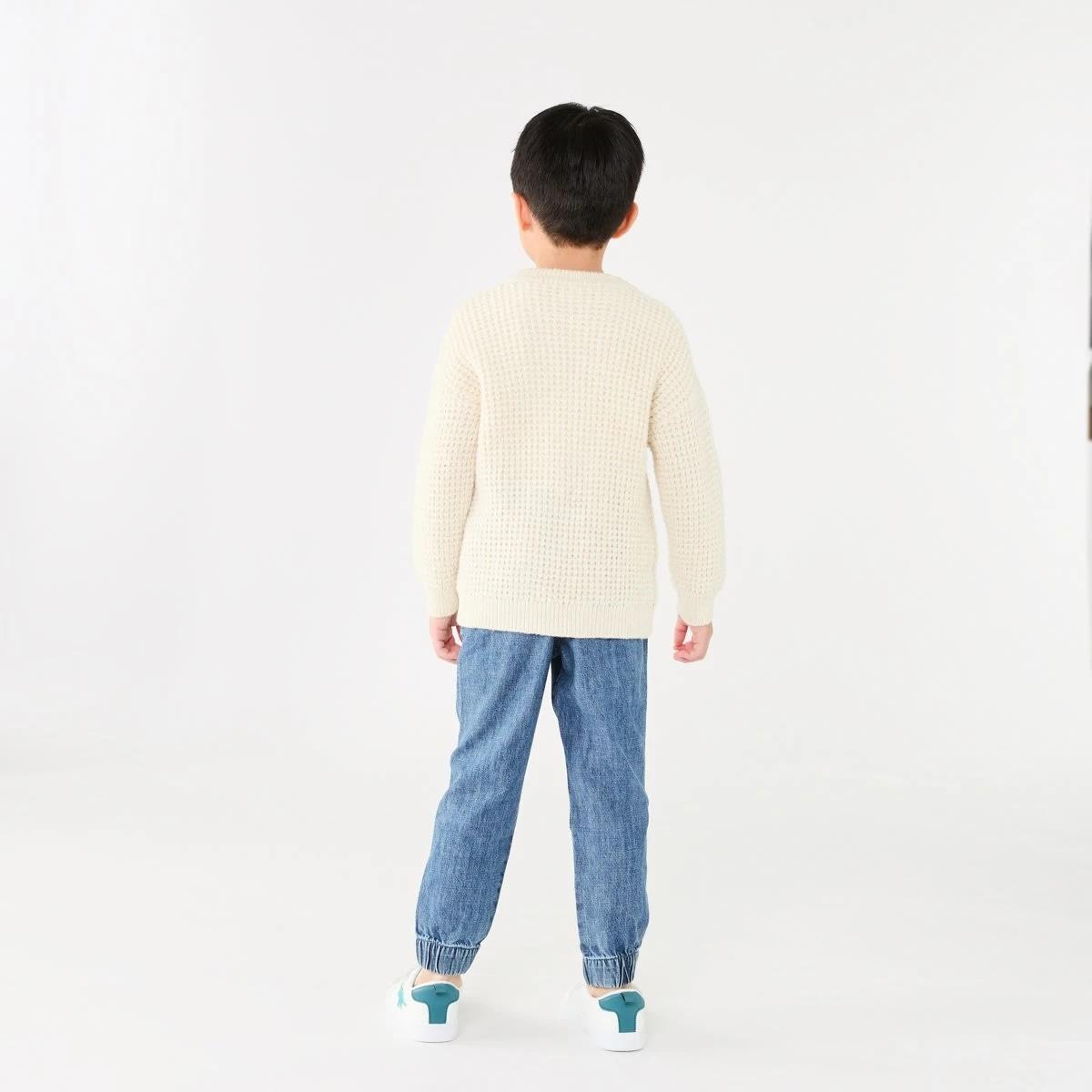 7 Waffle Crew Knitwear Top Ecru, 7 of 9