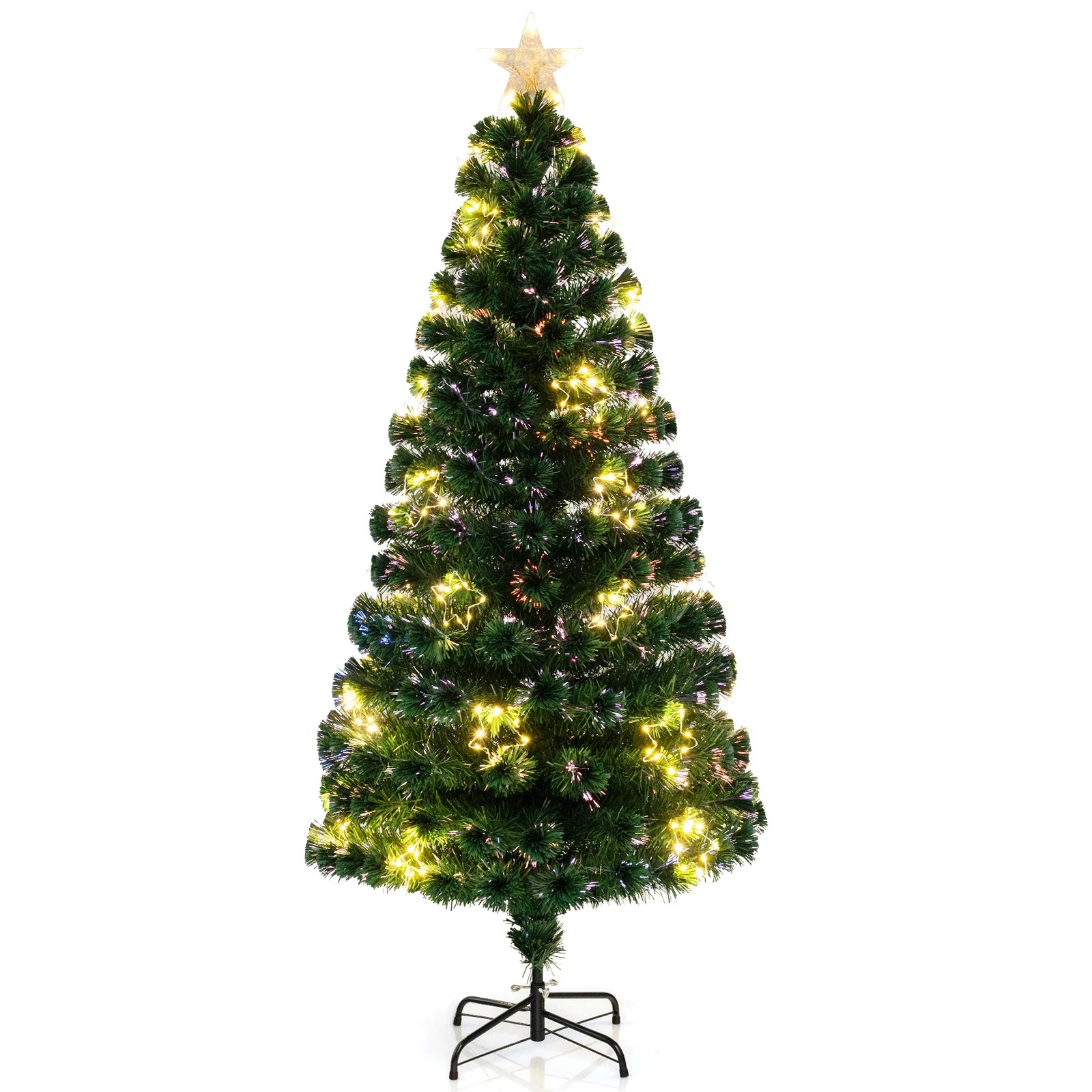 1 Costway 1.8M Optical Fiber Christmas Tree w/Star String Lights Pre-Lit Artificial Xmas Party Tree, 1 of 1