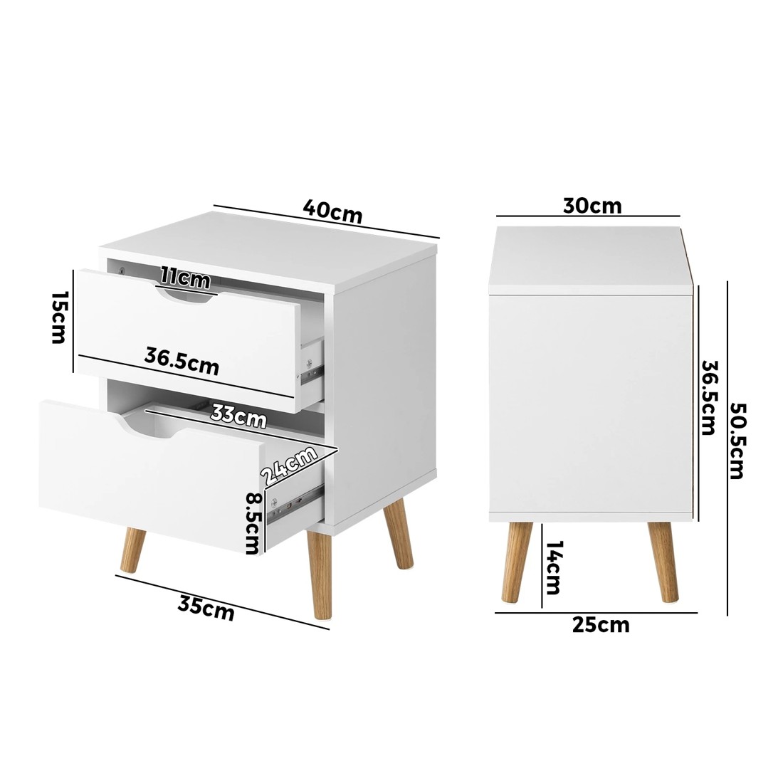 10 Oikiture Bedside Tables 2 Drawers Side Table Nightstand Storage
 - White, 10 of 10